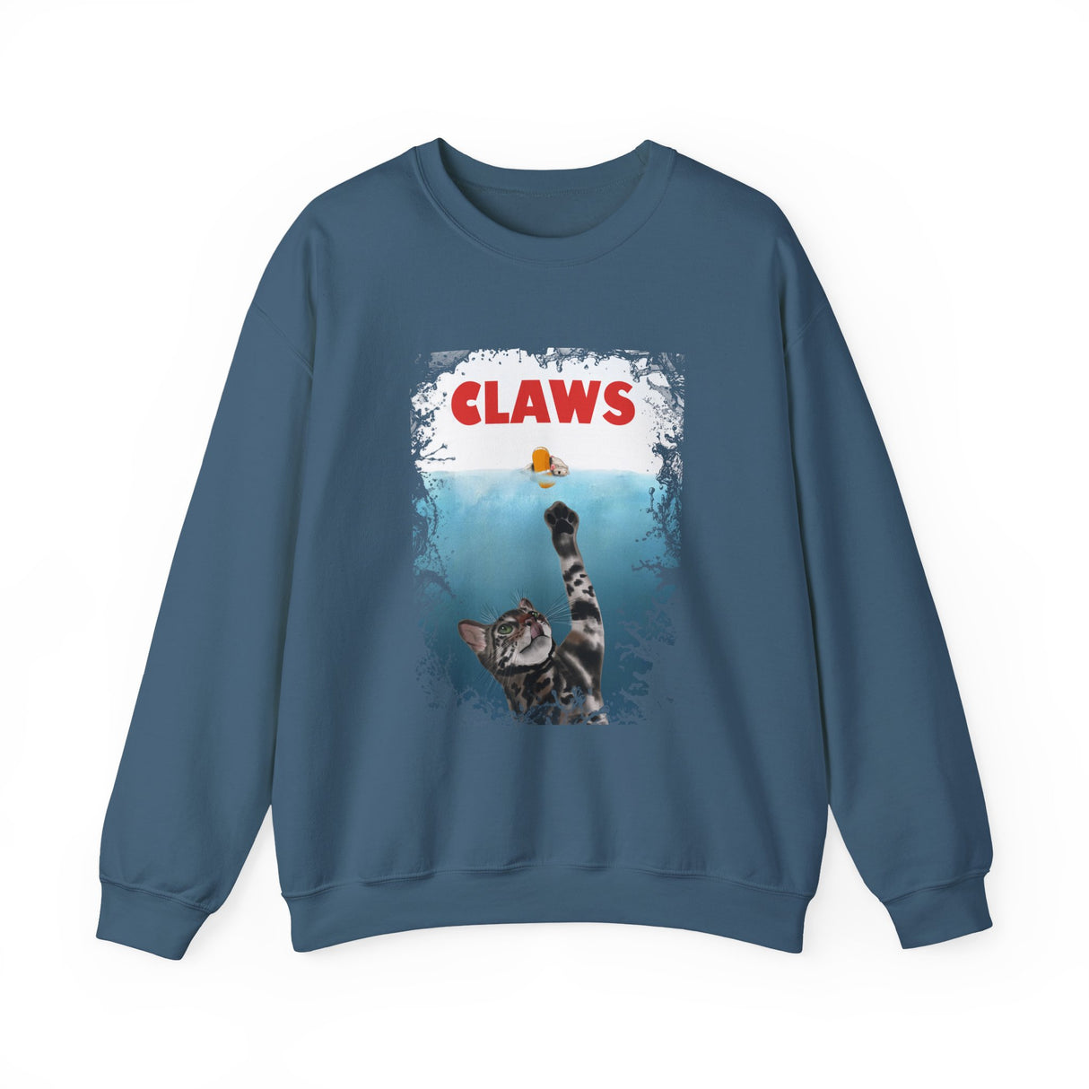 Funny Cat 'Claws' Unisex Crewneck Sweatshirt featuring Flounder and Mouse Toy