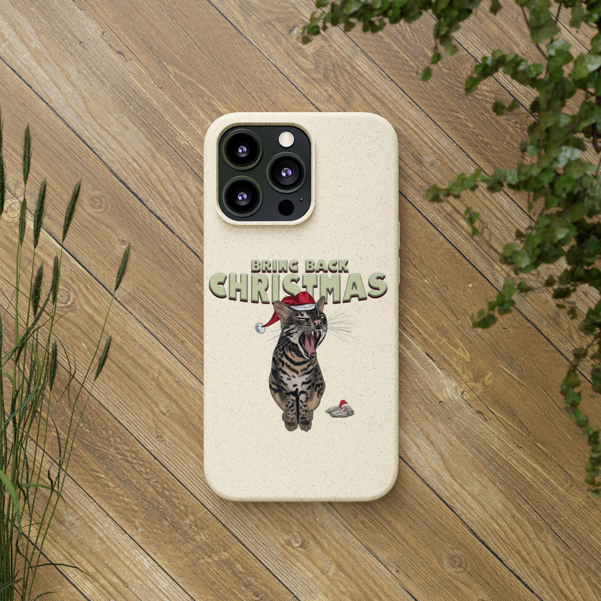 Flounder Cat - Bring Back Christmas Biodegradable Phone Case – Festive & Eco-Friendly