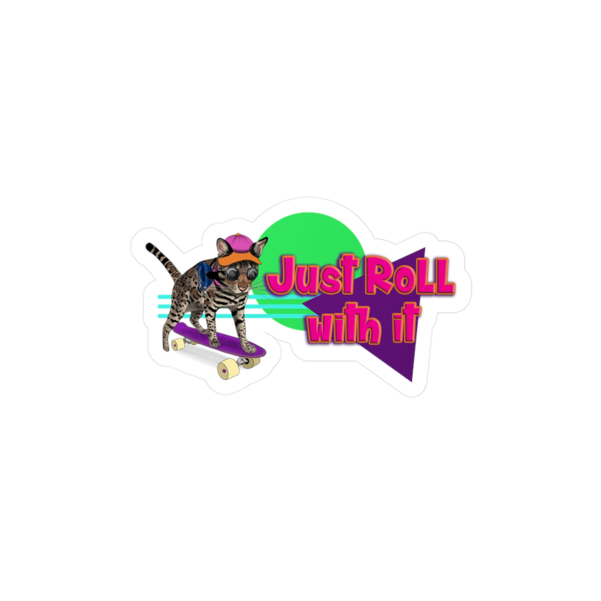 Vinyl Sticker - Just Roll with it Flounder the Purrmaid Design