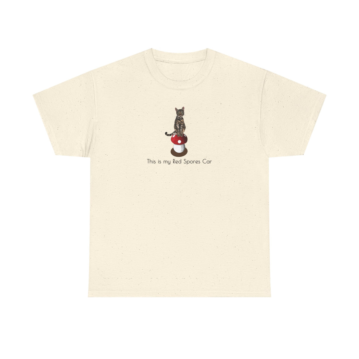 Red Spores Car Unisex Heavy Cotton Tee featuring Flounder and Mouse Toy on the Magical Mushroom