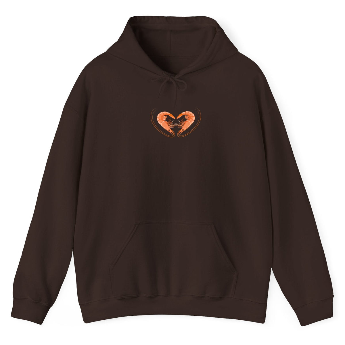 Shrimp Heart hoodie in dark chocolate