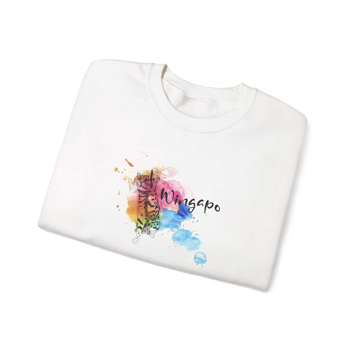 Crewneck Sweatshirt - Wingapo Watercolor Design featuring Flounder the Purrmaid