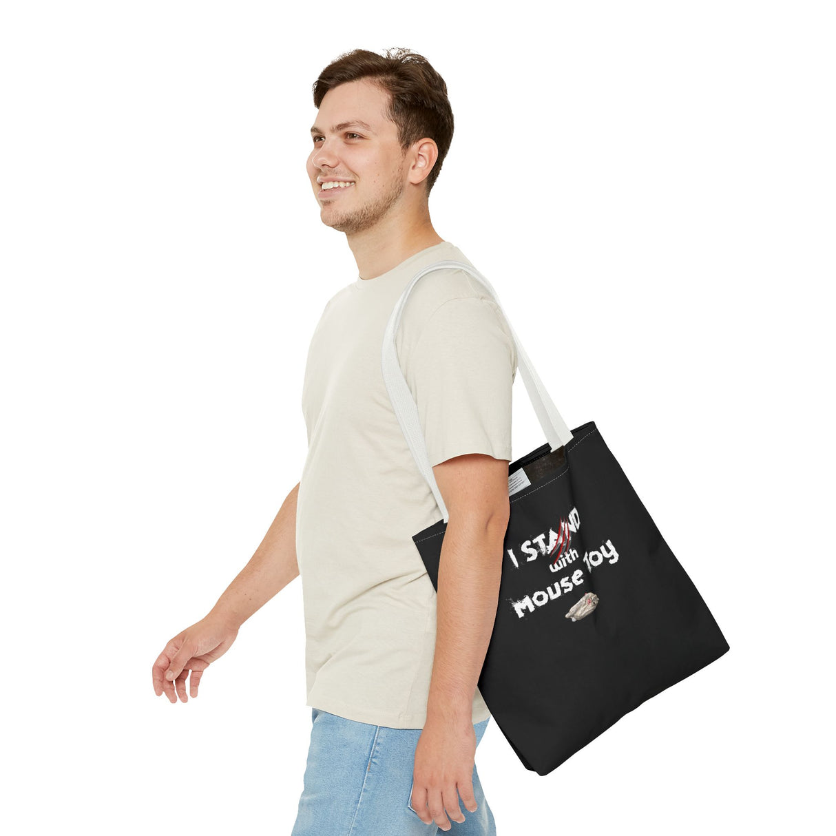 Mouse Toy Tote Bag - Hand Drawn Design by Nina
