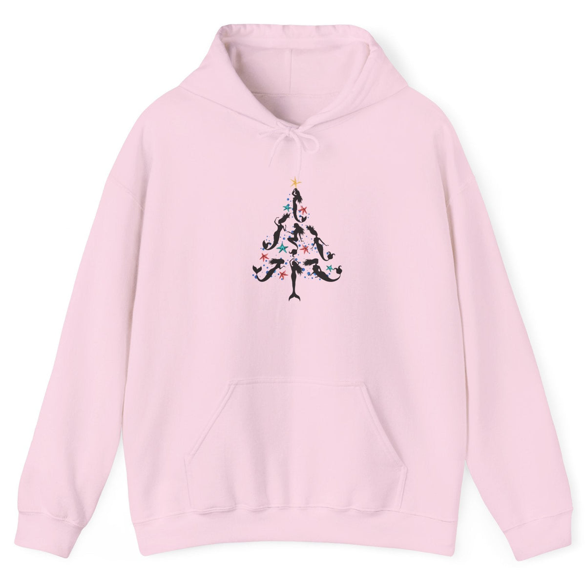 Mermaid Christmas Tree hoodie in light pink