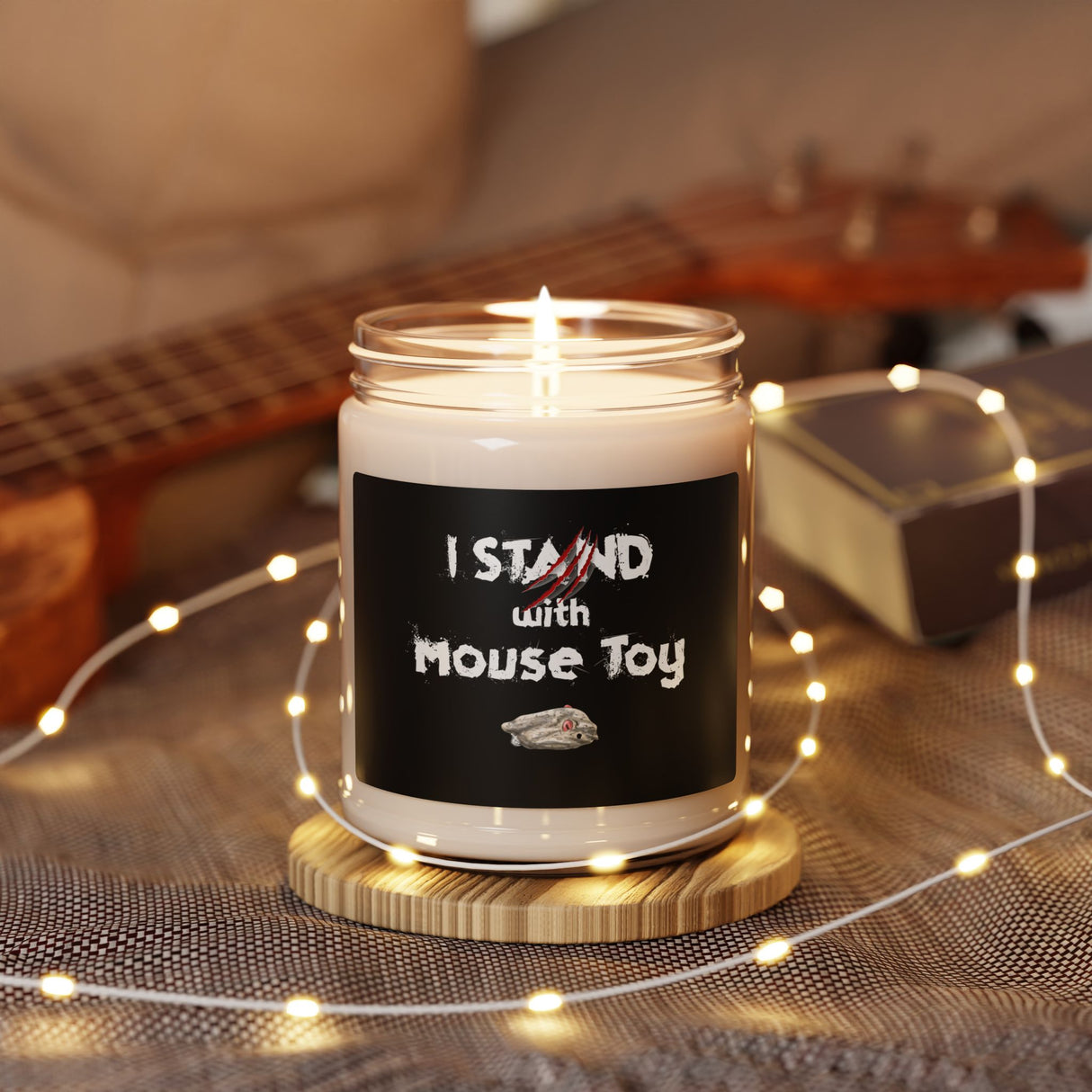 Soy Candle - I Stand with Mouse Toy Design by Nina, 9oz