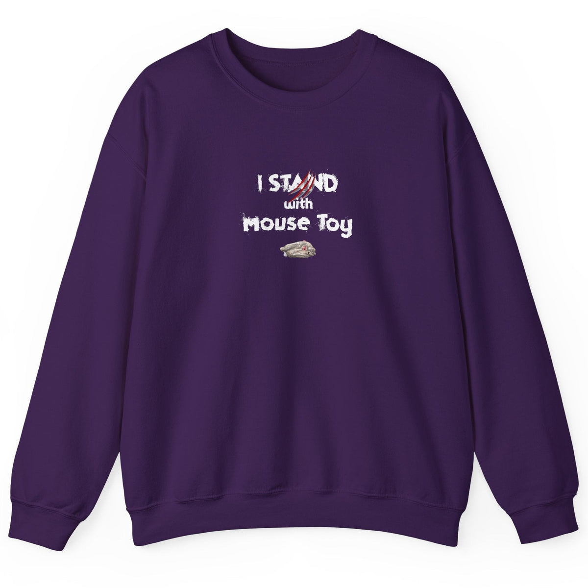 Funny Flounder Mouse Toy Sweatshirt, shown in Purple