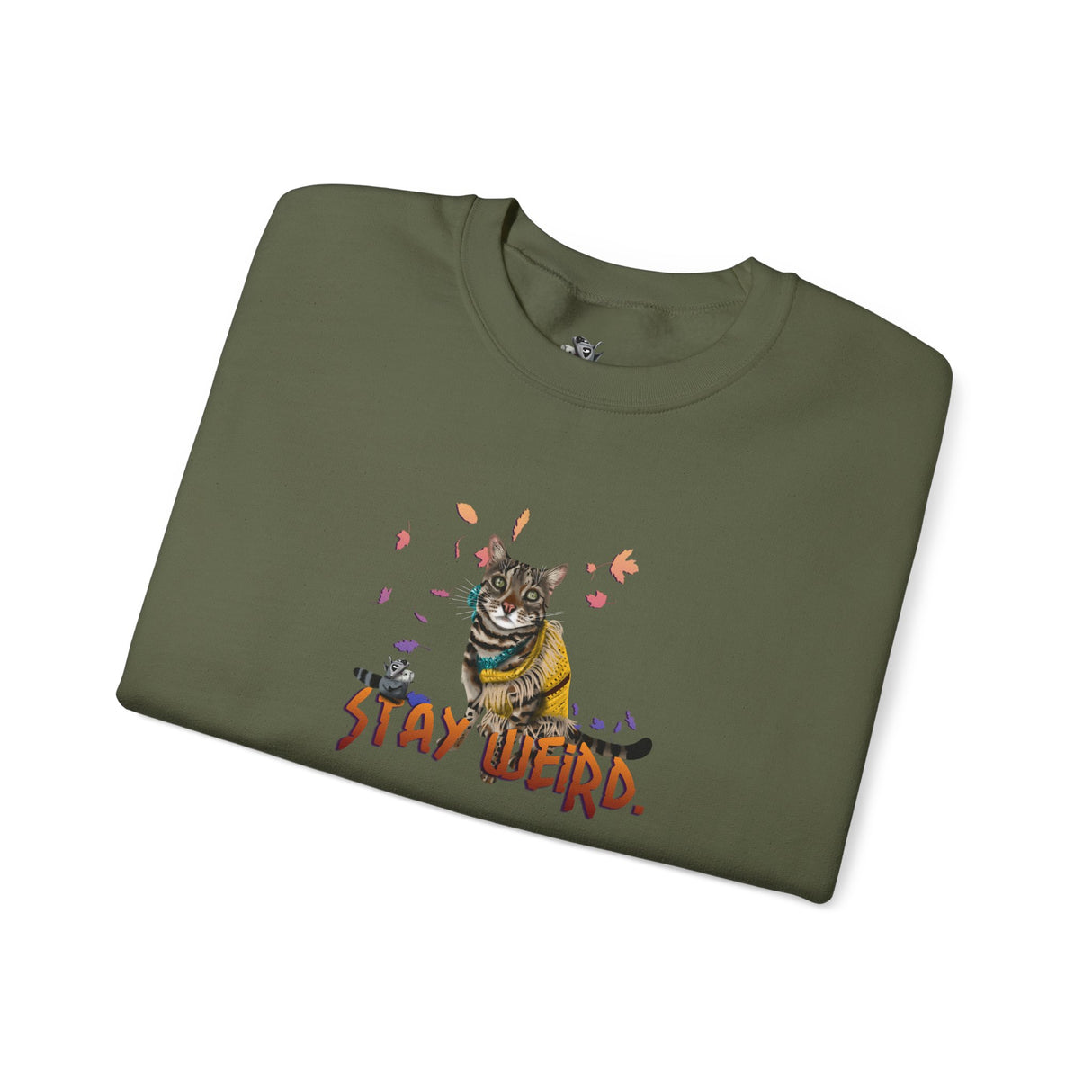 Stay Weird Sweatshirt — Hand-Drawn Flounder & Mouse Toy Hug Crewneck