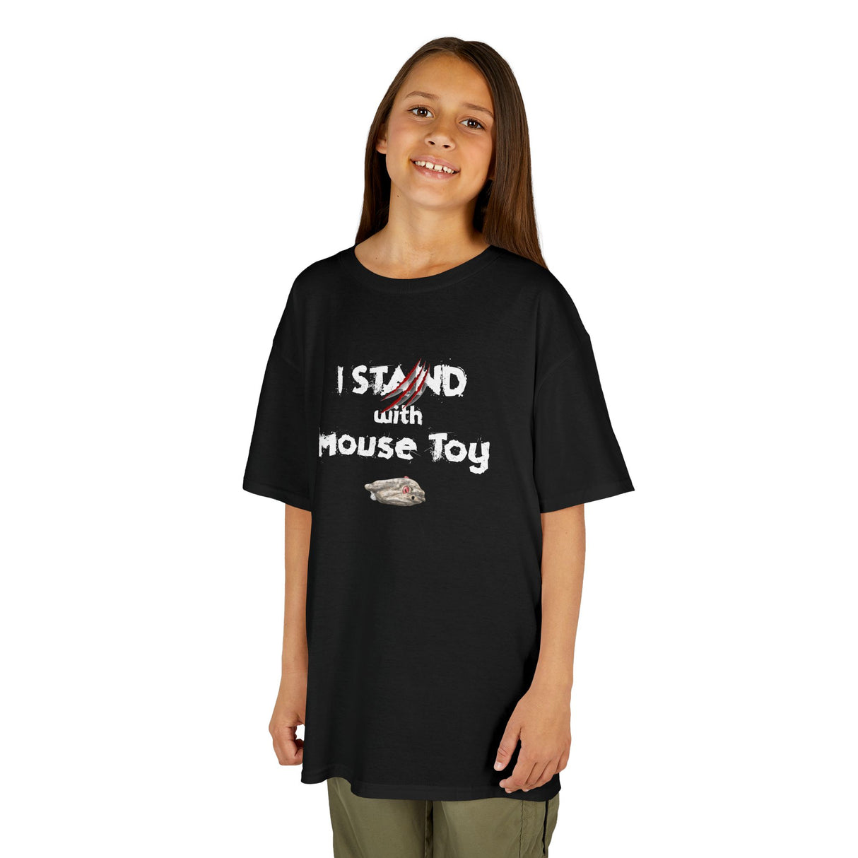 Kids Tee - Funny Flounder's Mouse Toy Shirt with 'I Stand with Mouse Toy' Text