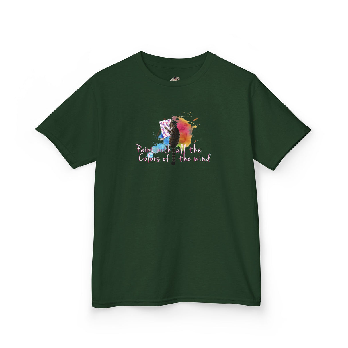 Kids Tee — “Paint With All The Colors Of The Wind” Flounder the Purrcasso Kids T-Shirt