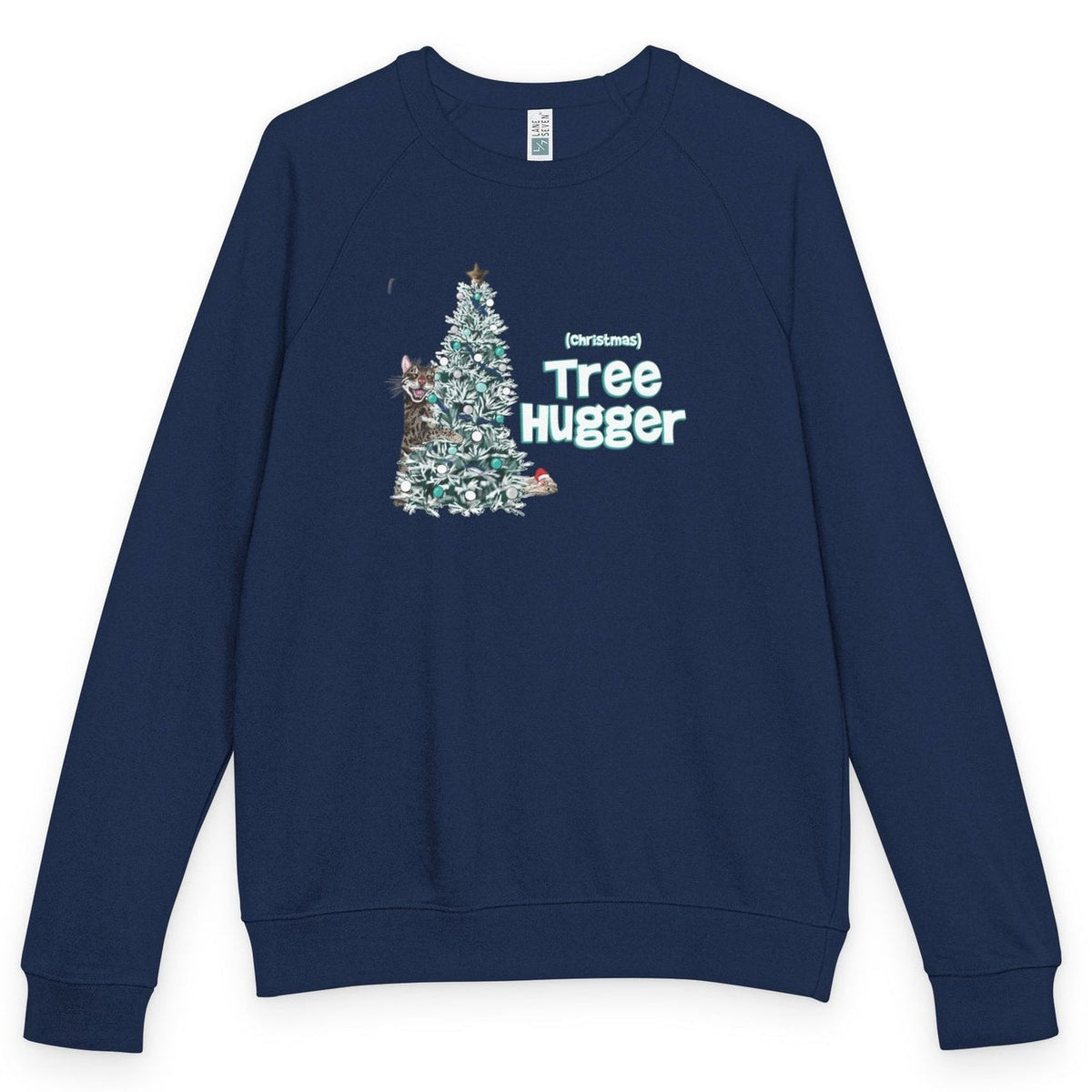 Christmas Tree Hugger raglan crewneck - Navy