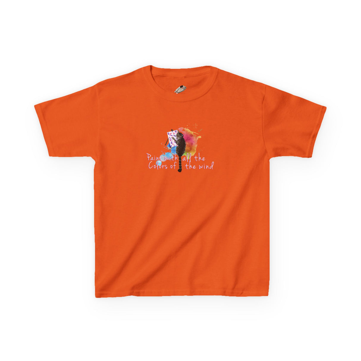 Kids Tee — “Paint With All The Colors Of The Wind” Flounder the Purrcasso Kids T-Shirt