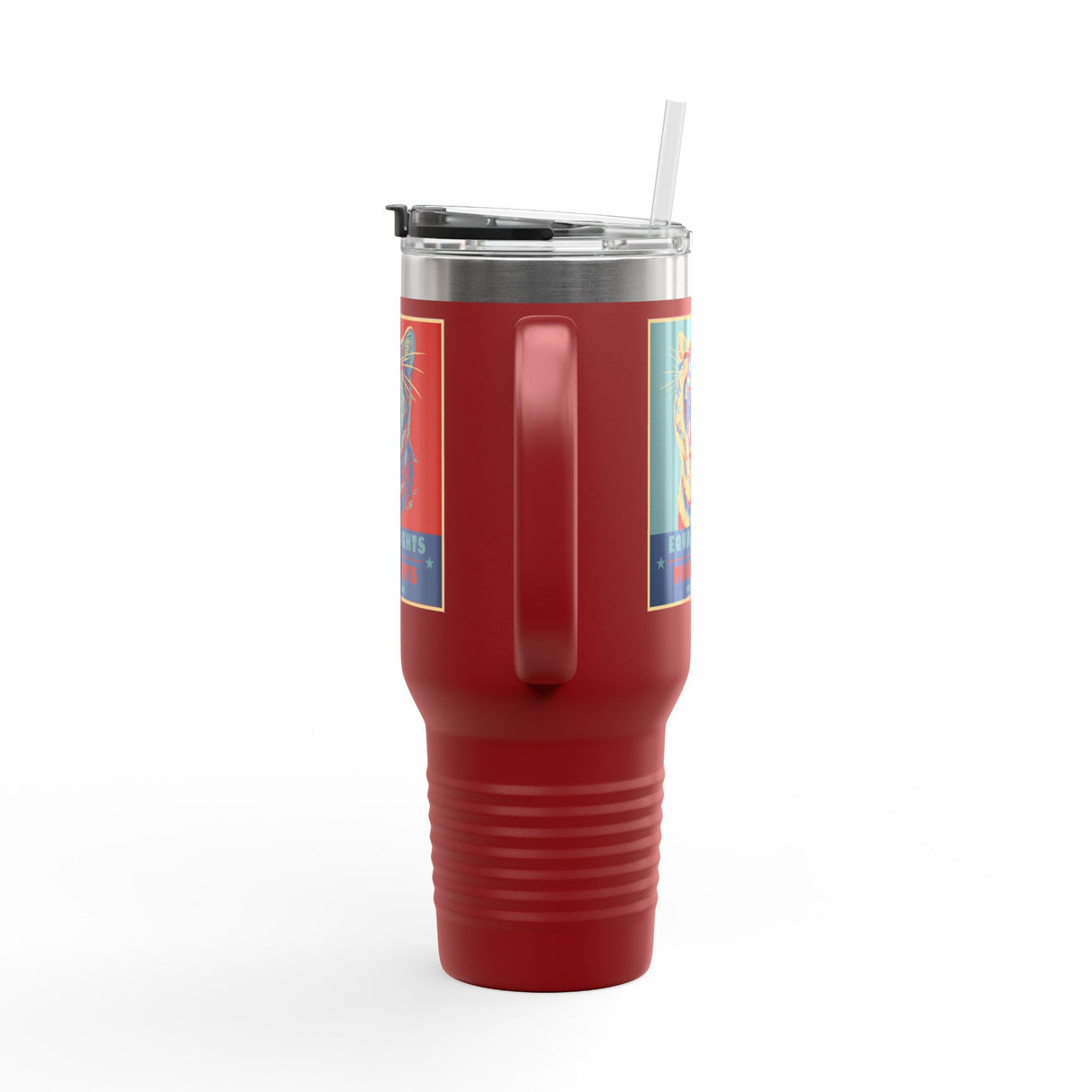 Insulated Travel Mug — "Vote Fish 2028" Funny Political Campaign Design Featuring Flounder the Purrmaid