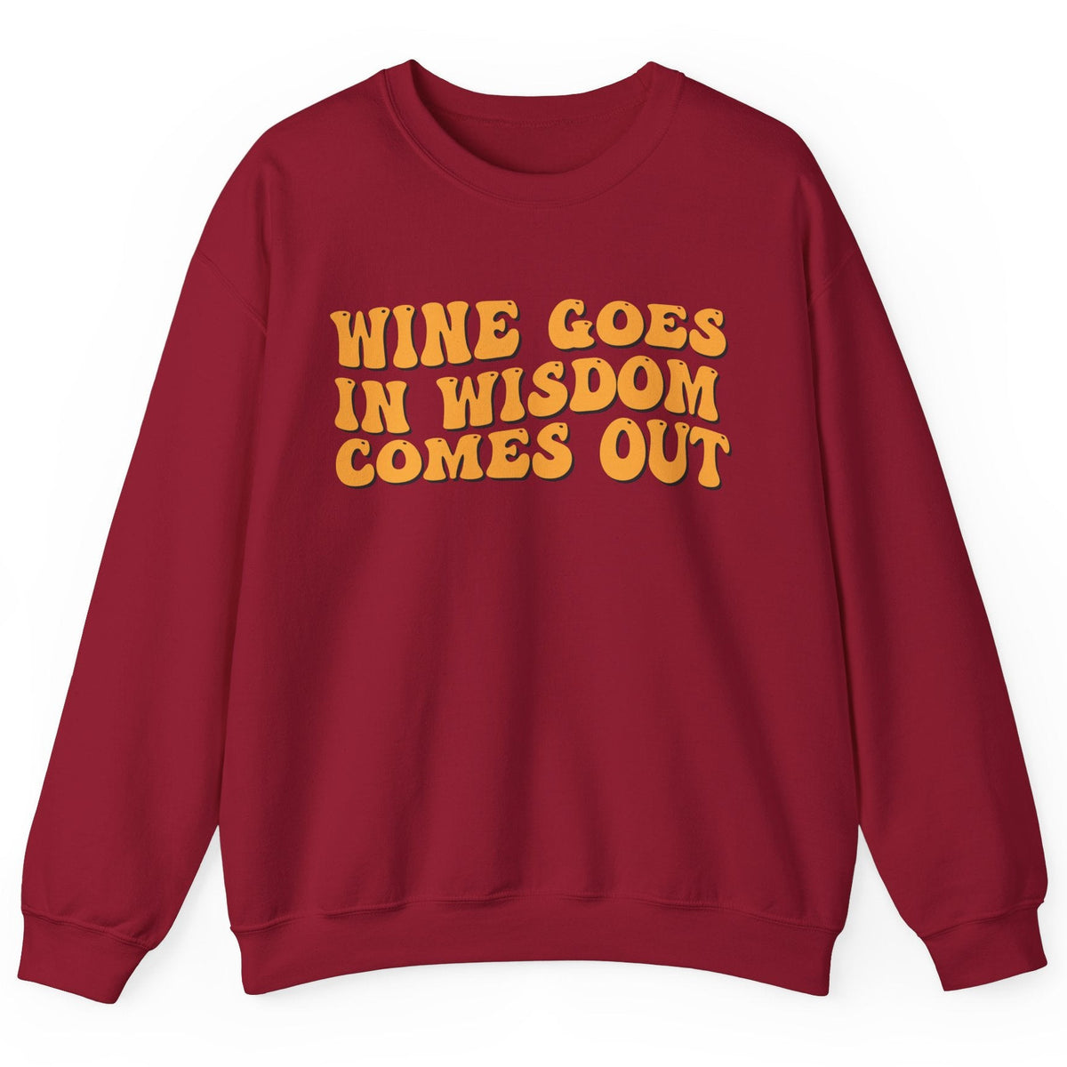 Wine Goes In crewneck sweatshirt in cardinal red