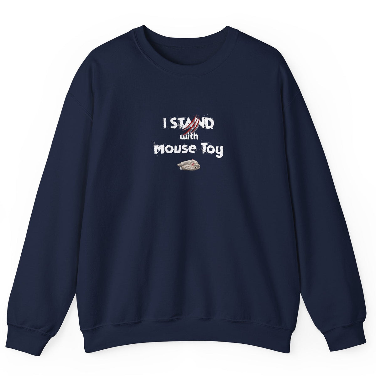 Funny Flounder Mouse Toy Sweatshirt, shown in Navy