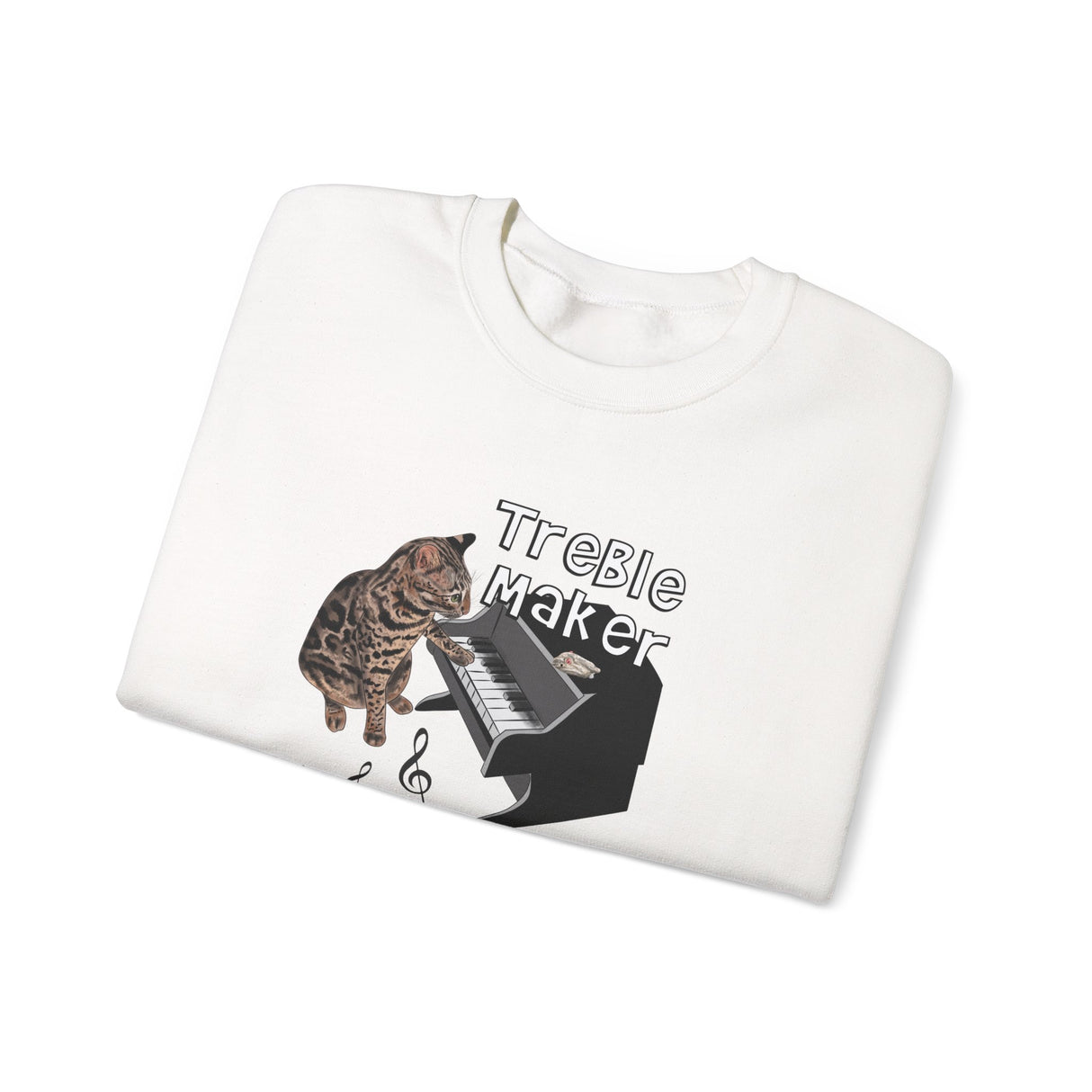 Unisex Sweatshirt - Treble Maker Design featuring Flounder the Purrmaid Playing Piano for Mouse Toy