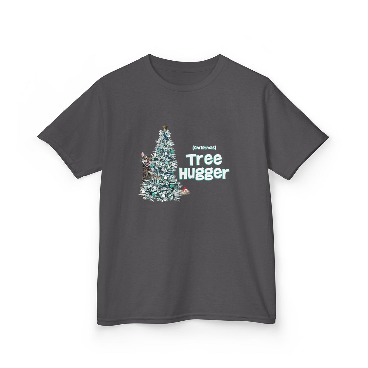 Kids Tee Christmas Tree Hugger Flounder the Purrmaid Design