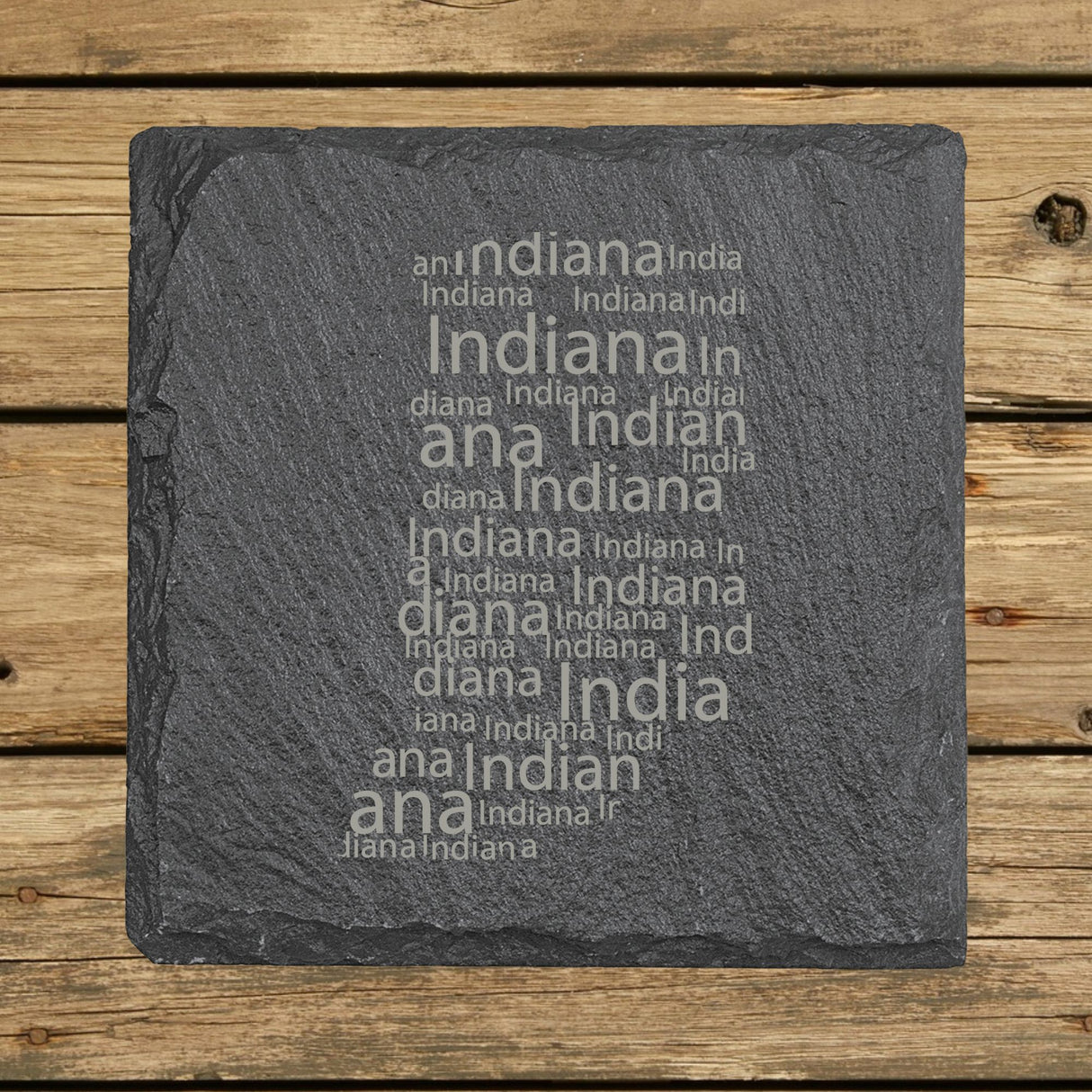 Indiana Slate Coaster Set – Engraved Natural Stone (Set of 4)