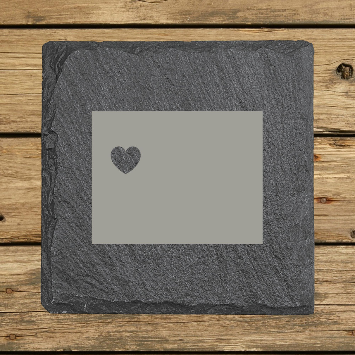 Wyoming Slate Coaster Set – Engraved Natural Stone (Set of 4)