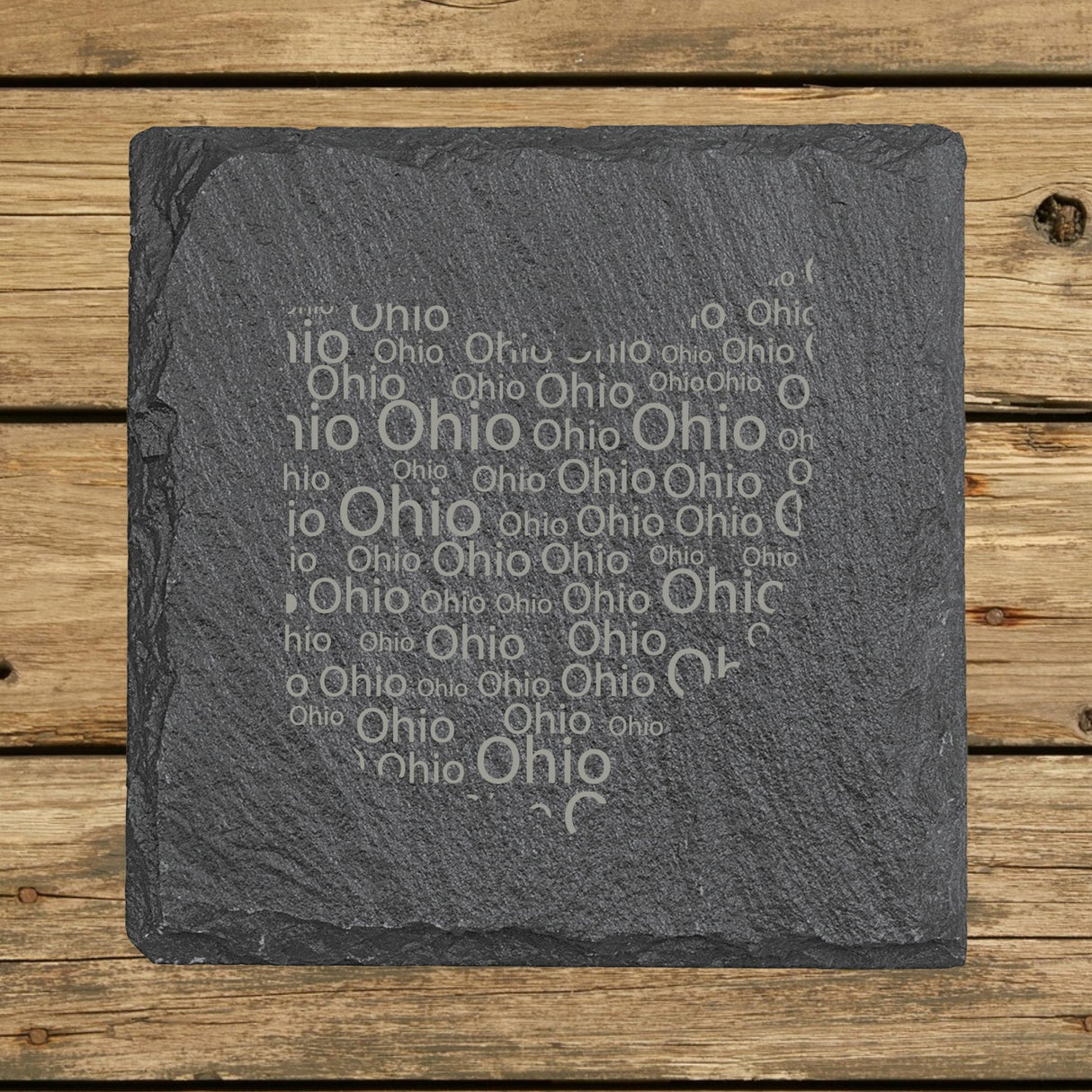 Ohio Slate Coaster Set – Engraved Natural Stone (Set of 4)