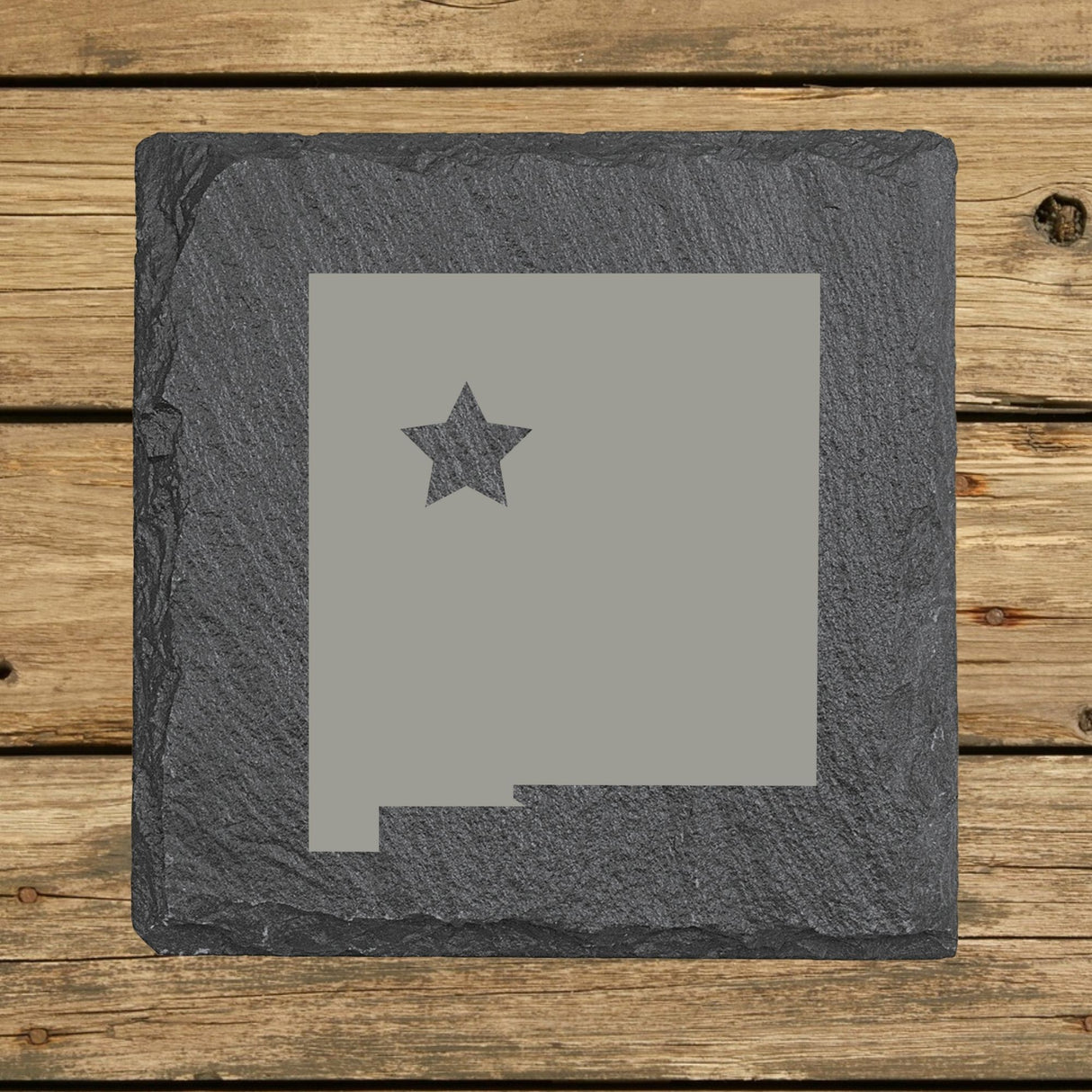 New Mexico Slate Coaster Set – Engraved Natural Stone (Set of 4)