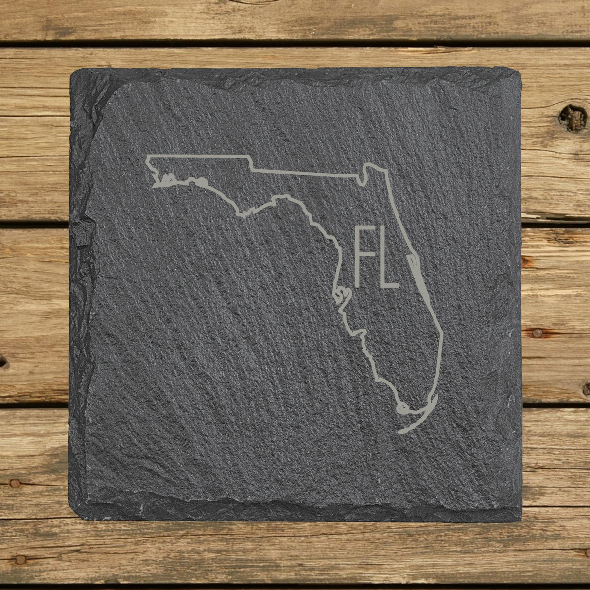 Florida Slate Coaster Set – Engraved Natural Stone (Set of 4)