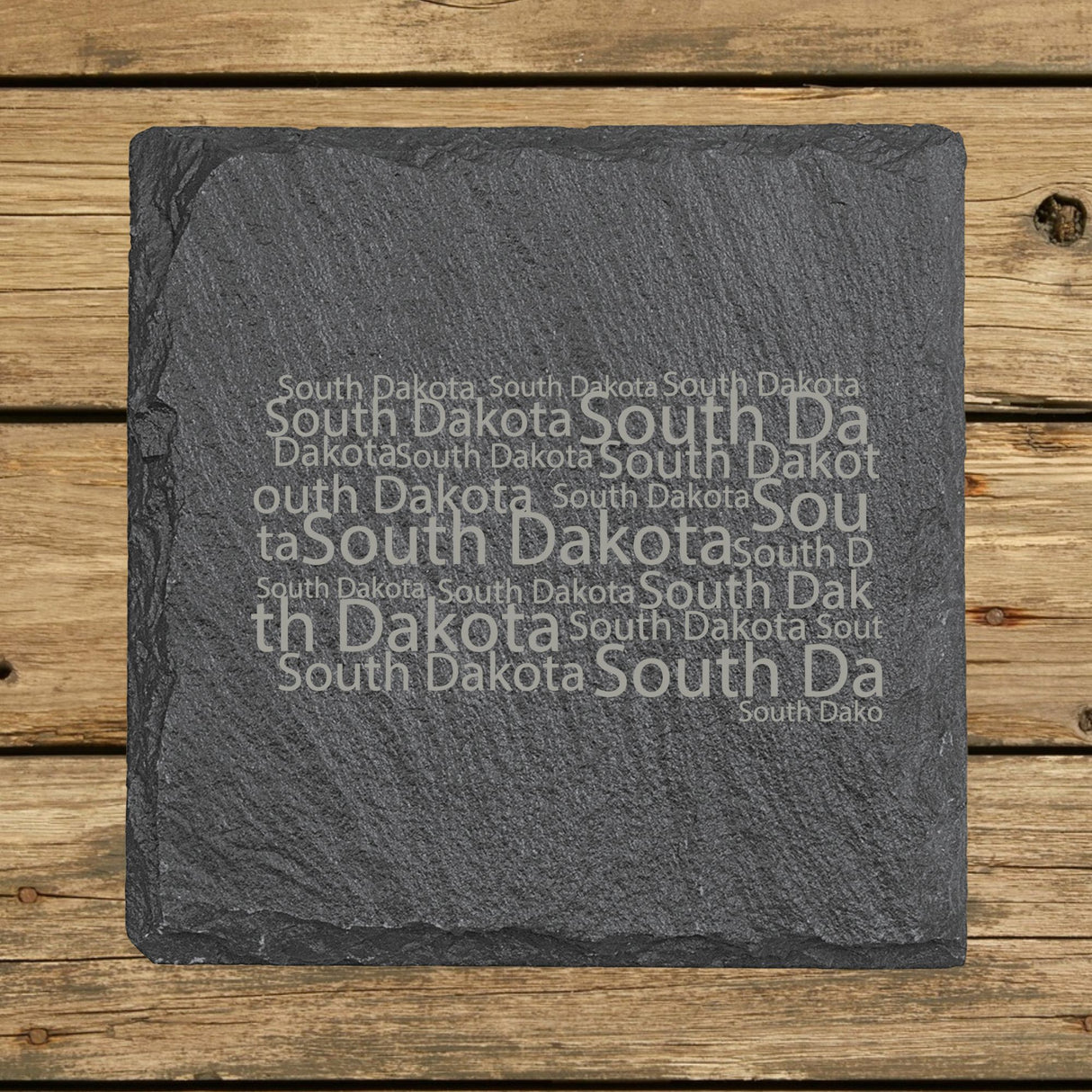 South Dakota Slate Coaster Set – Engraved Natural Stone (Set of 4)