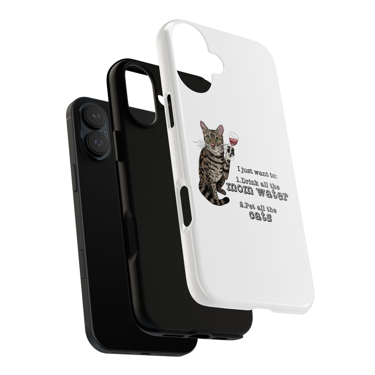 Flounder the Talking Cat Wine Glass Phone Case – "II just want to drink all the mom water"