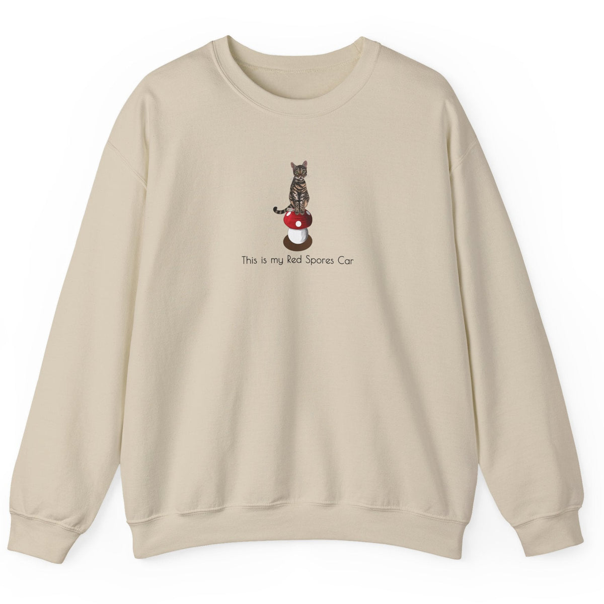This is my Red Spores Car Unisex Heavy Blend™ Crewneck Sweatshirt featuring Flounder and Mouse, shown in Sand