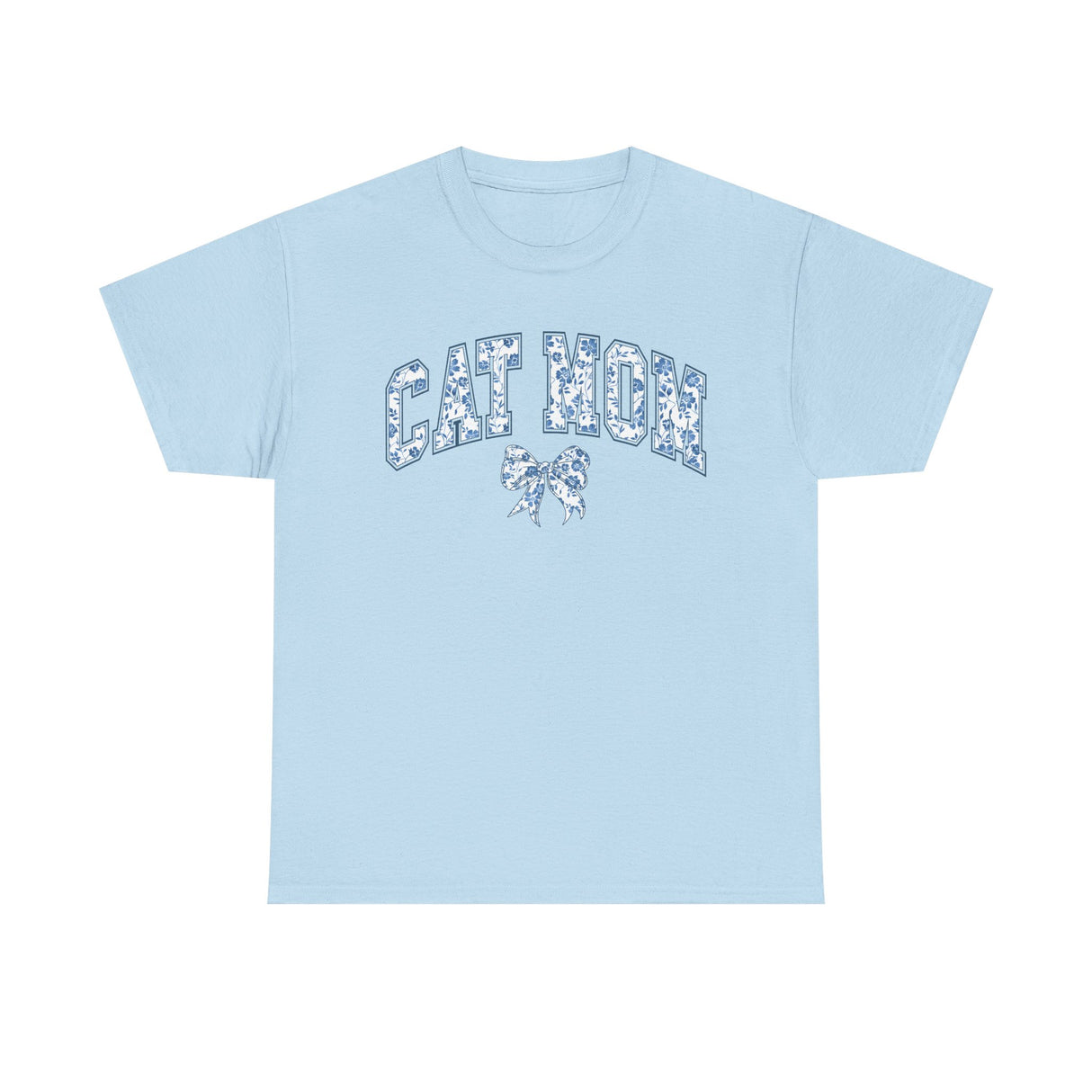 Blue Cat Mom Coquette Style Cotton Tee