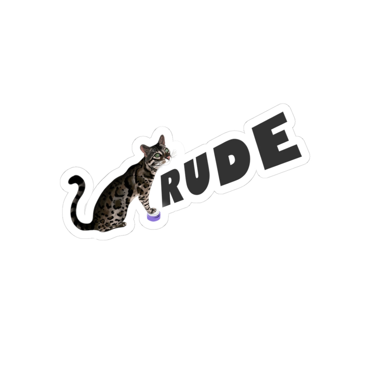RUDE Flounder Talking Cat/Fish Kiss-Cut Sticker