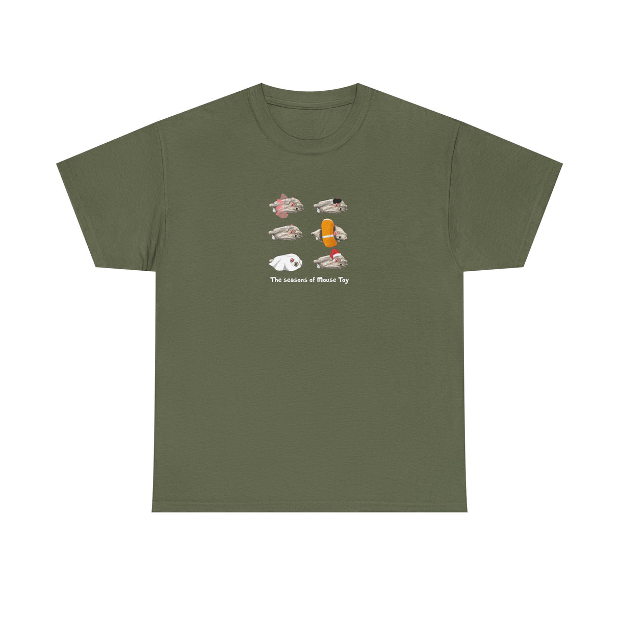 Seasons of Mouse Toy Unisex Tee - Santa Hat, Yamaka, Halloween Ghost, Ballet Tutu, Life Vest - Hand Drawn by Nina