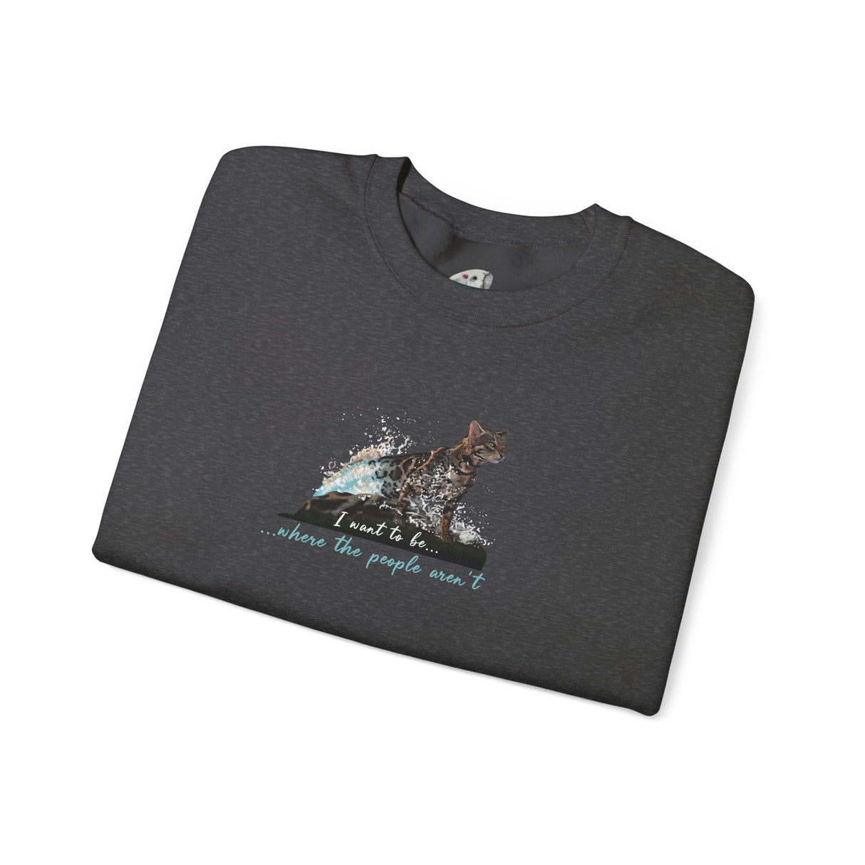 Purrmaid Crewneck Sweatshirt — "I want to be where the people aren't" Flounder Cat Design