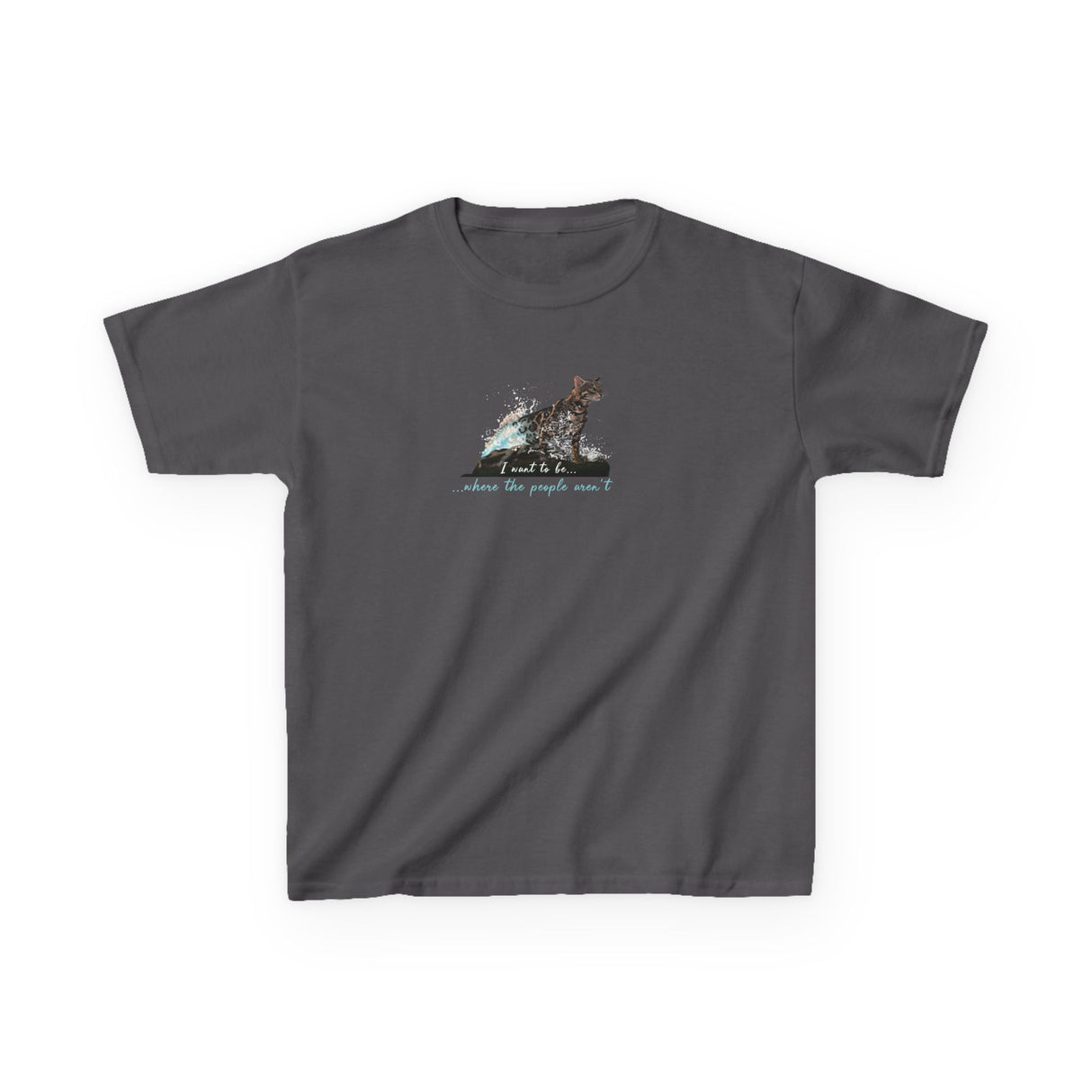 Kids Tee — "I Want to Be Where the People Aren't" Purrmaid Flounder Splash