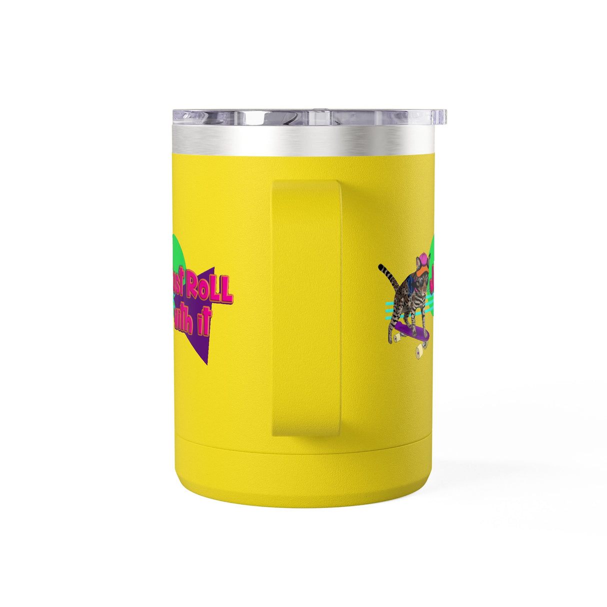 Coffee Mug Tumbler - Just Roll with it Flounder the Purrmaid Design by Nina, 15oz