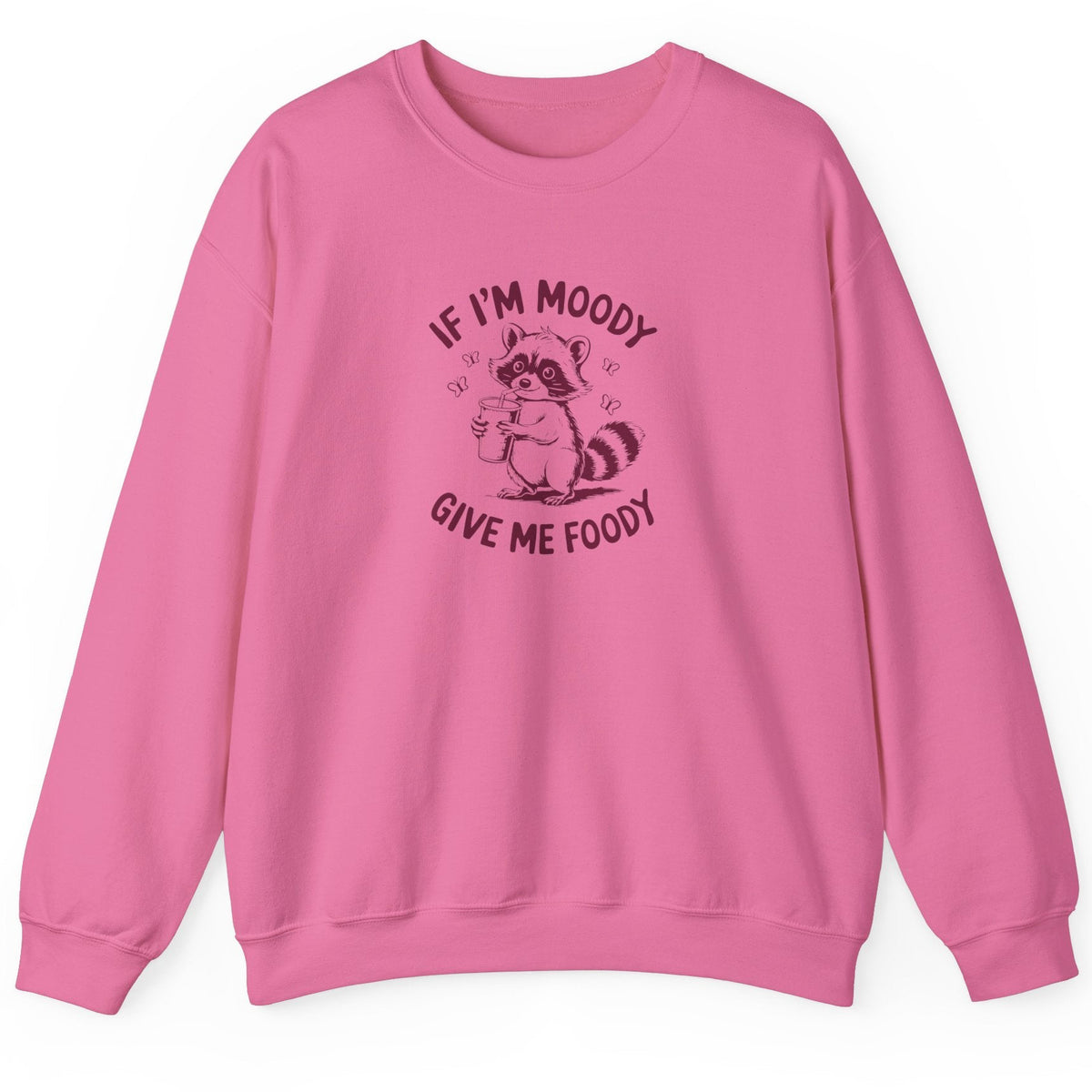 Funny raccoon sweatshirt in safety pink