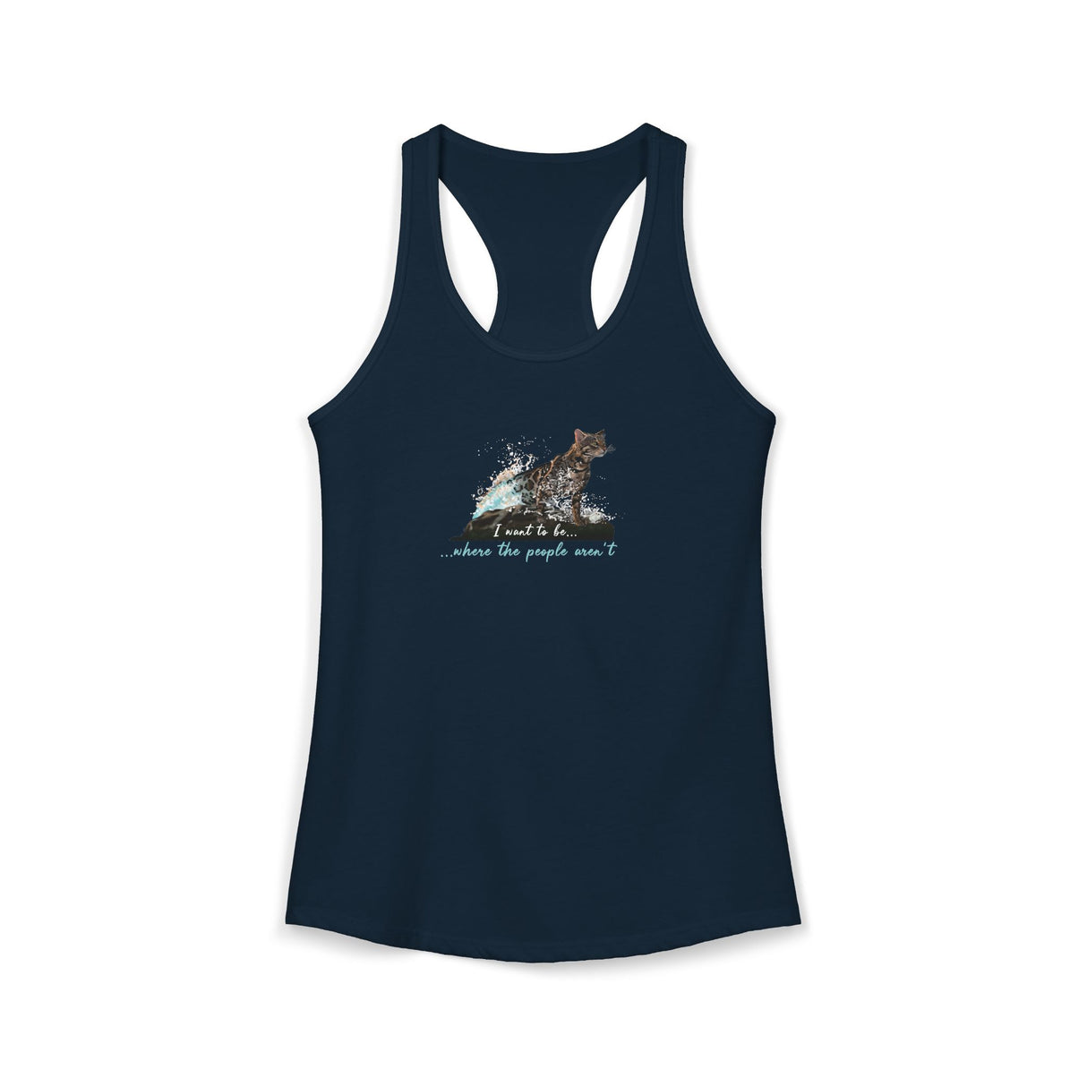 Purrmaid Flounder Racerback Tank — "I Want to Be Where the People Aren't"