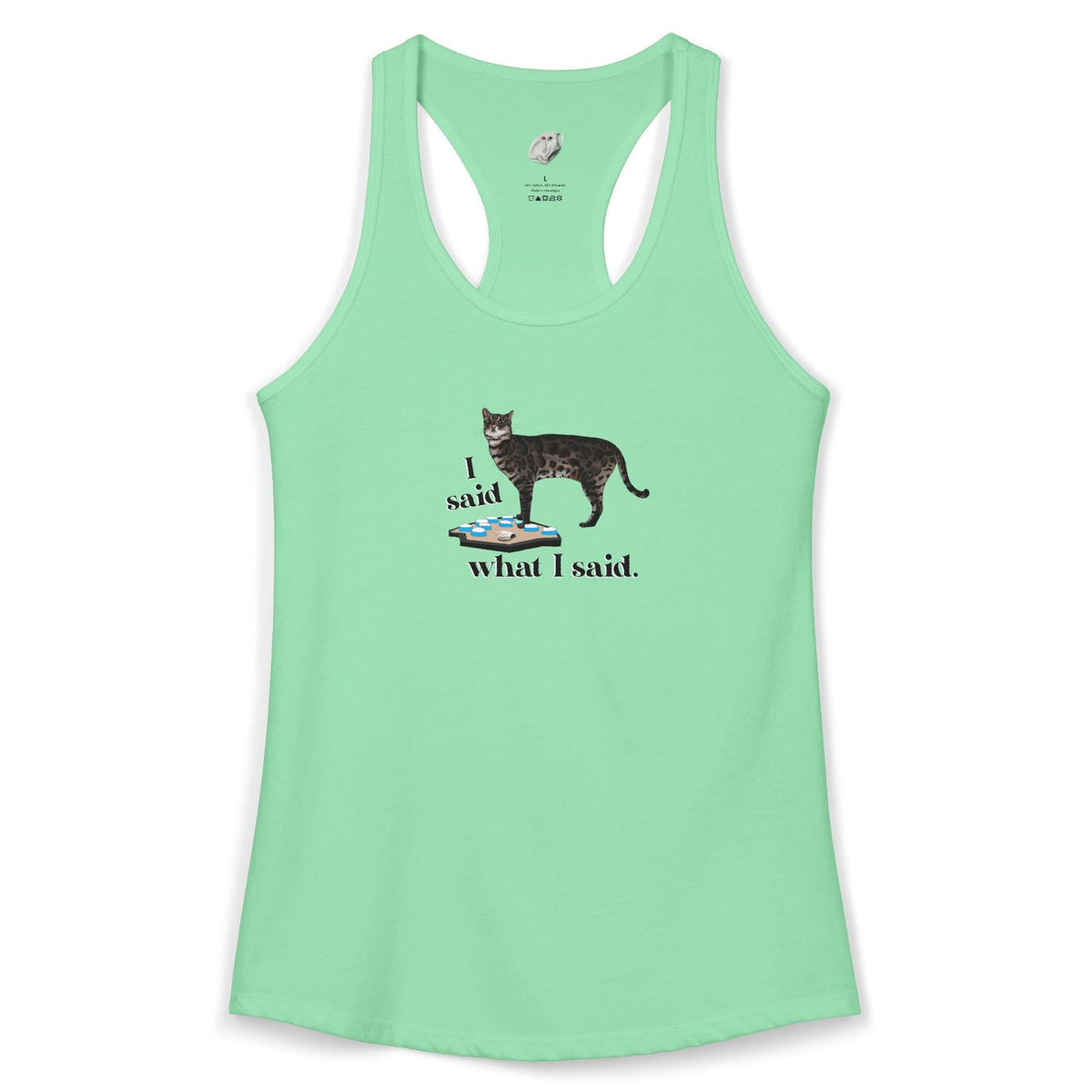 I Said What I Said Tank - Flounder Talking Pet Buttons Racerback Tank, shown in Solid Mint