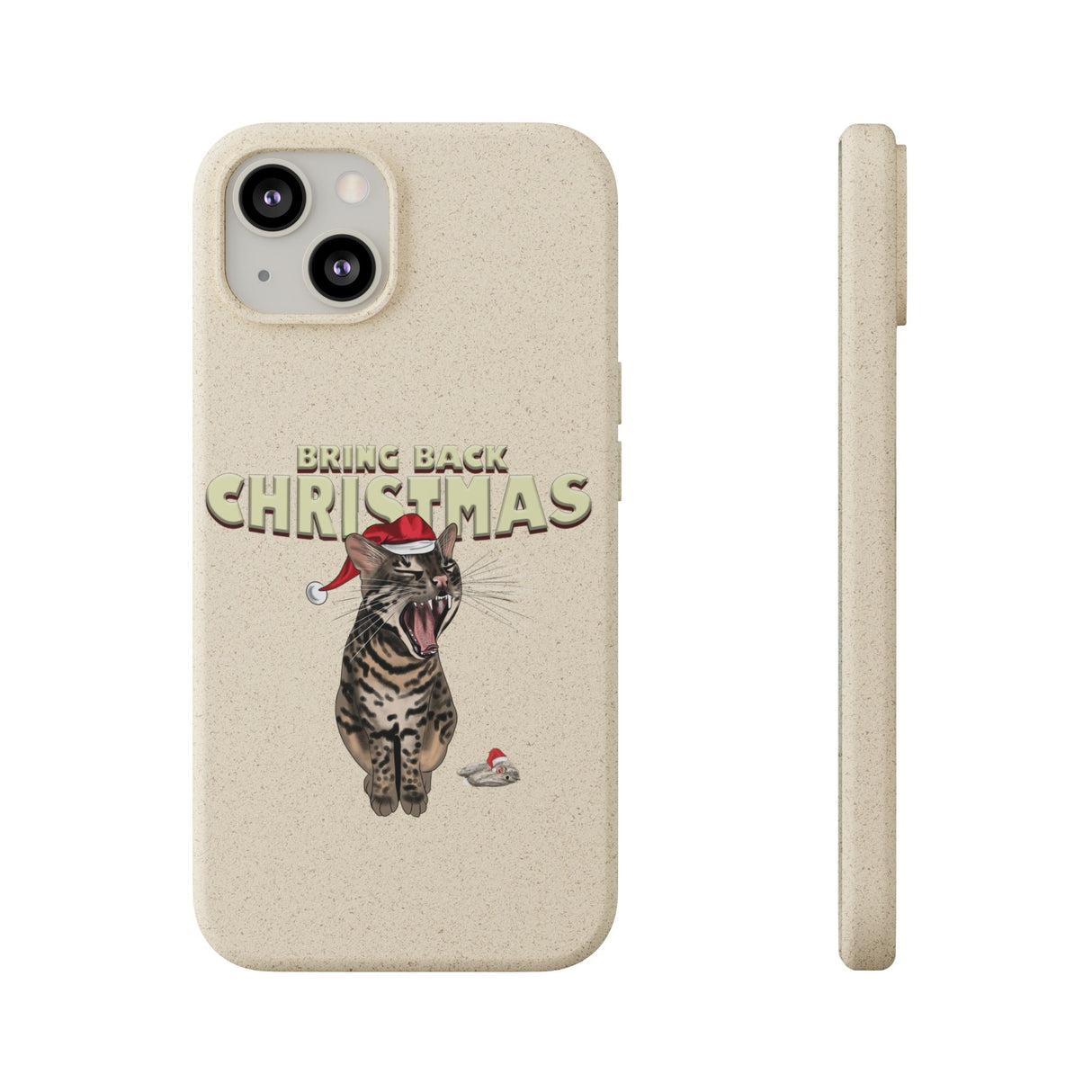 Flounder Cat - Bring Back Christmas Biodegradable Phone Case – Festive & Eco-Friendly