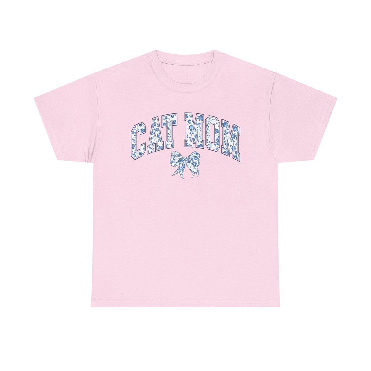 Blue Cat Mom Coquette Style Cotton Tee