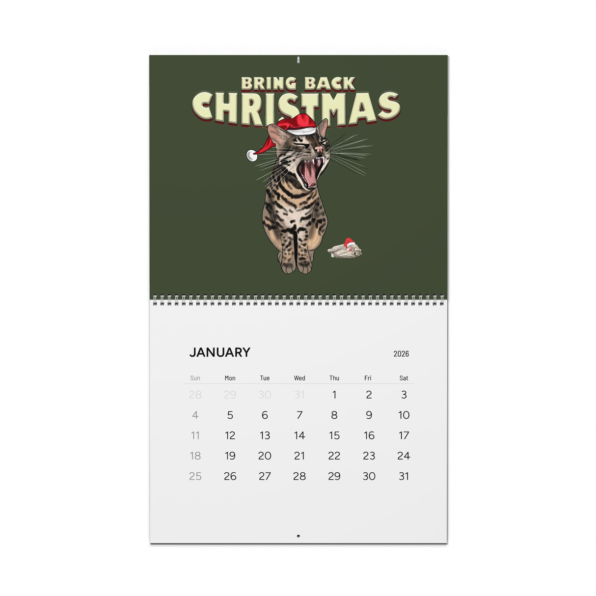 Wall Calendar 2026 FlounderLand Featuring Flounder and Mouse Toy Art Hand Drawn by Nina