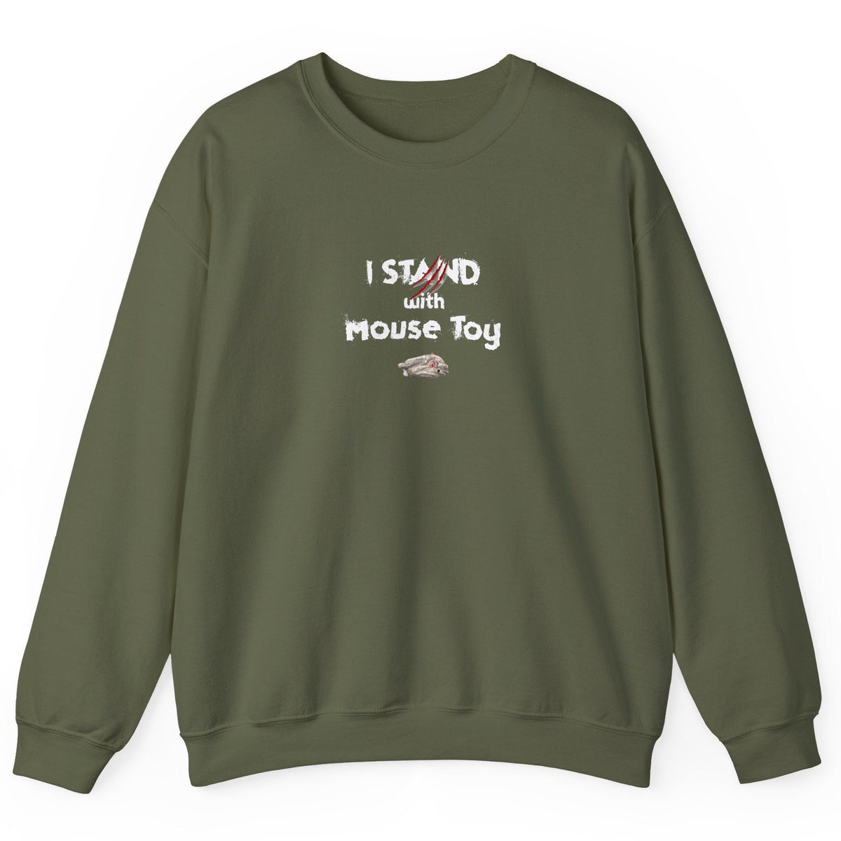 Funny Flounder Mouse Toy Sweatshirt, shown in Military Green