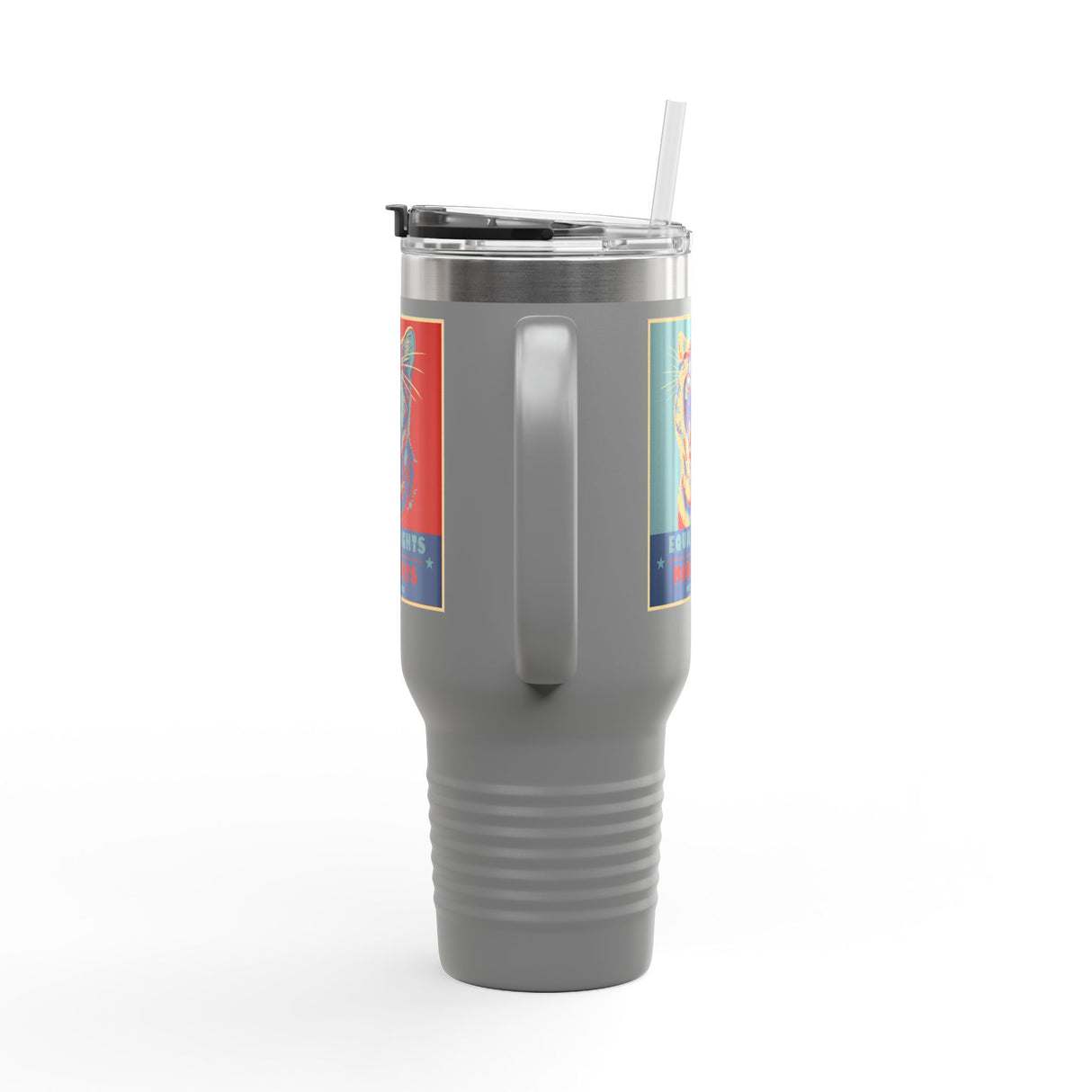 Insulated Travel Mug — "Vote Fish 2028" Funny Political Campaign Design Featuring Flounder the Purrmaid