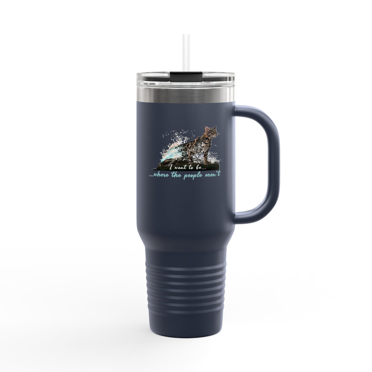 40oz Insulated Travel Mug — 'I Want to Be Where the People Aren't' Purrmaid Design