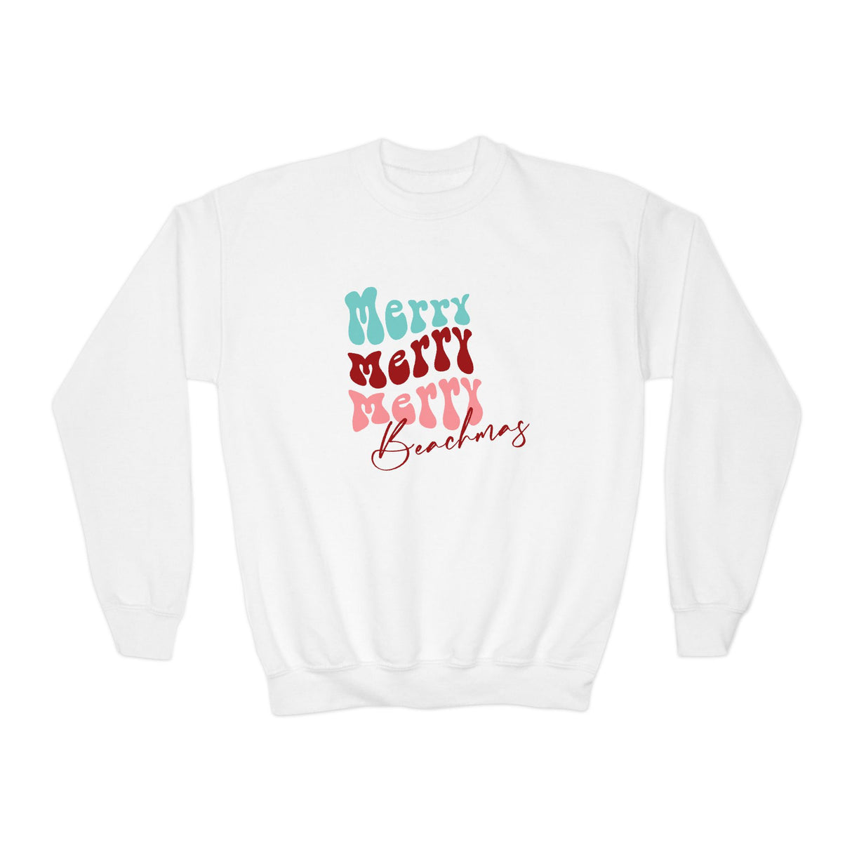 Merry Merry Merry Beachmas Youth Crewneck Sweatshirt – Cozy Holiday Fit