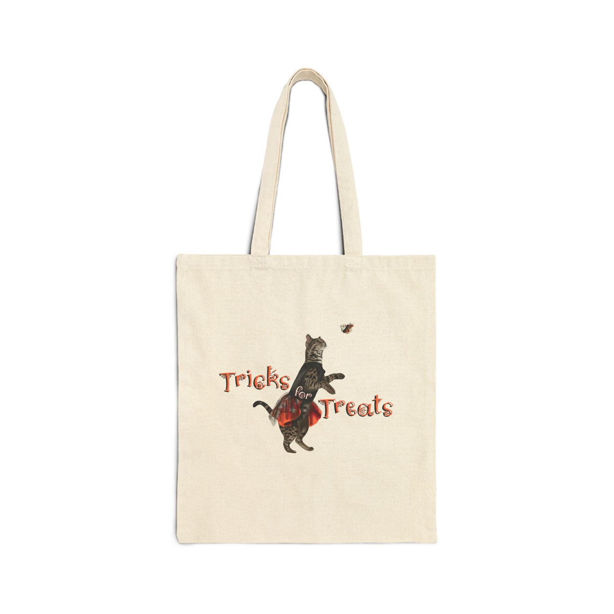 Halloween Ballet Tote — "Tricks for Treats" Flounder & Mouse Toy Cotton Canvas Tote