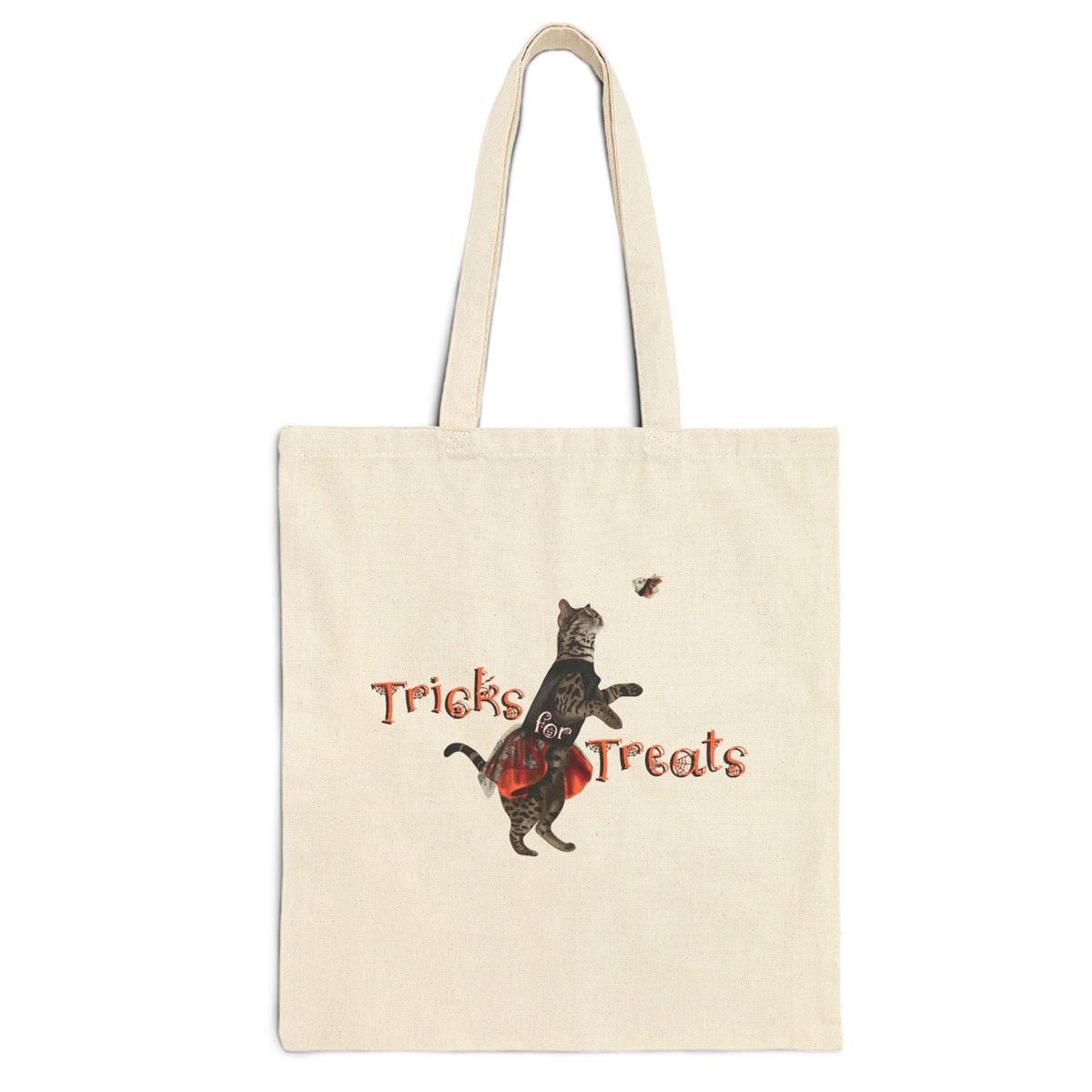 Tricks for Treats tote bag, hand drawn Tricks for Treats design by Nina Leipold