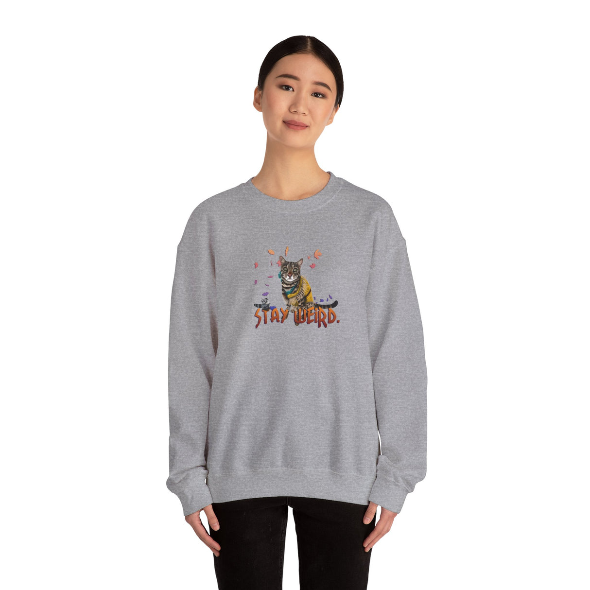 Stay Weird Sweatshirt — Hand-Drawn Flounder & Mouse Toy Hug Crewneck