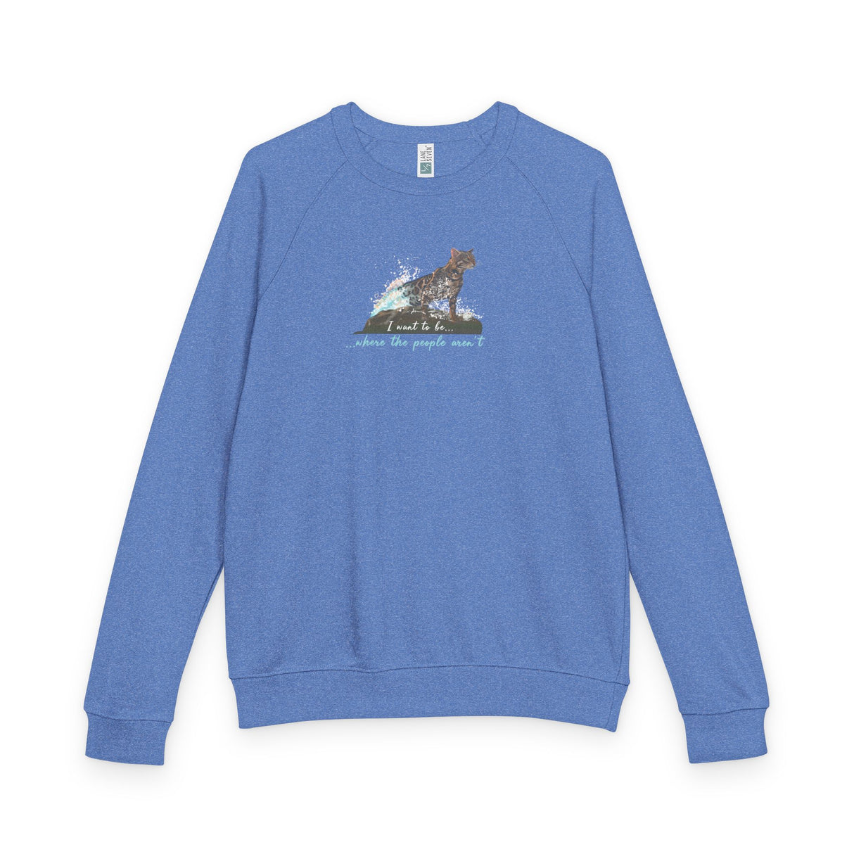 Purrmaid Flounder Raglan Crewneck — “I Want to Be Where the People Aren’t”