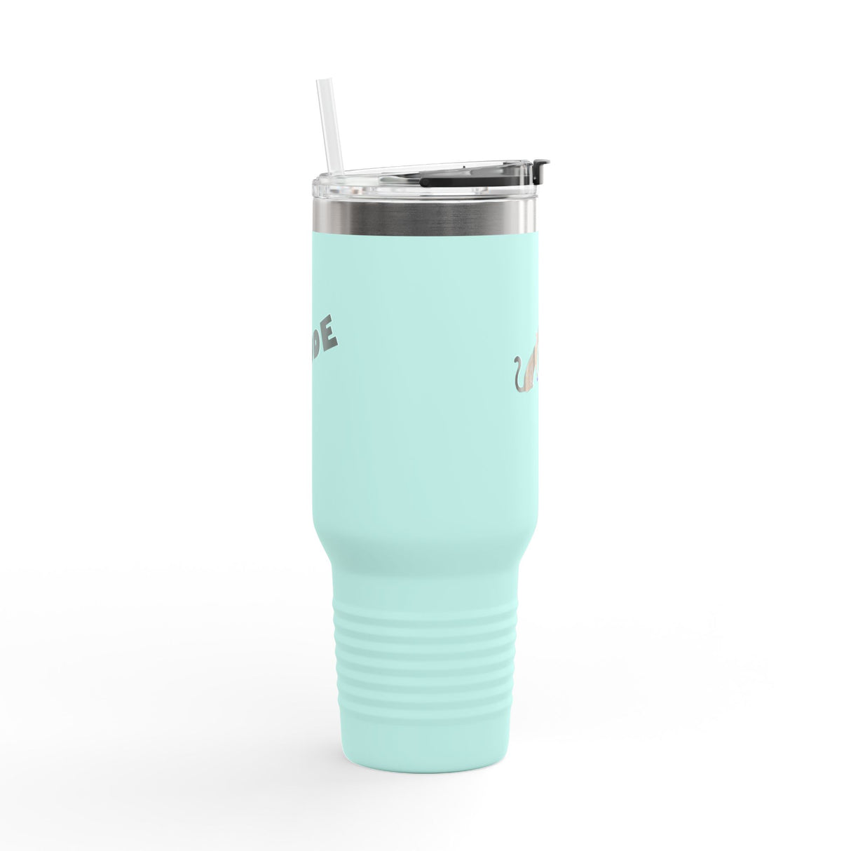 40oz Insulated Travel Mug — Flounder Pressing 'RUDE' Button (Hand-Drawn)