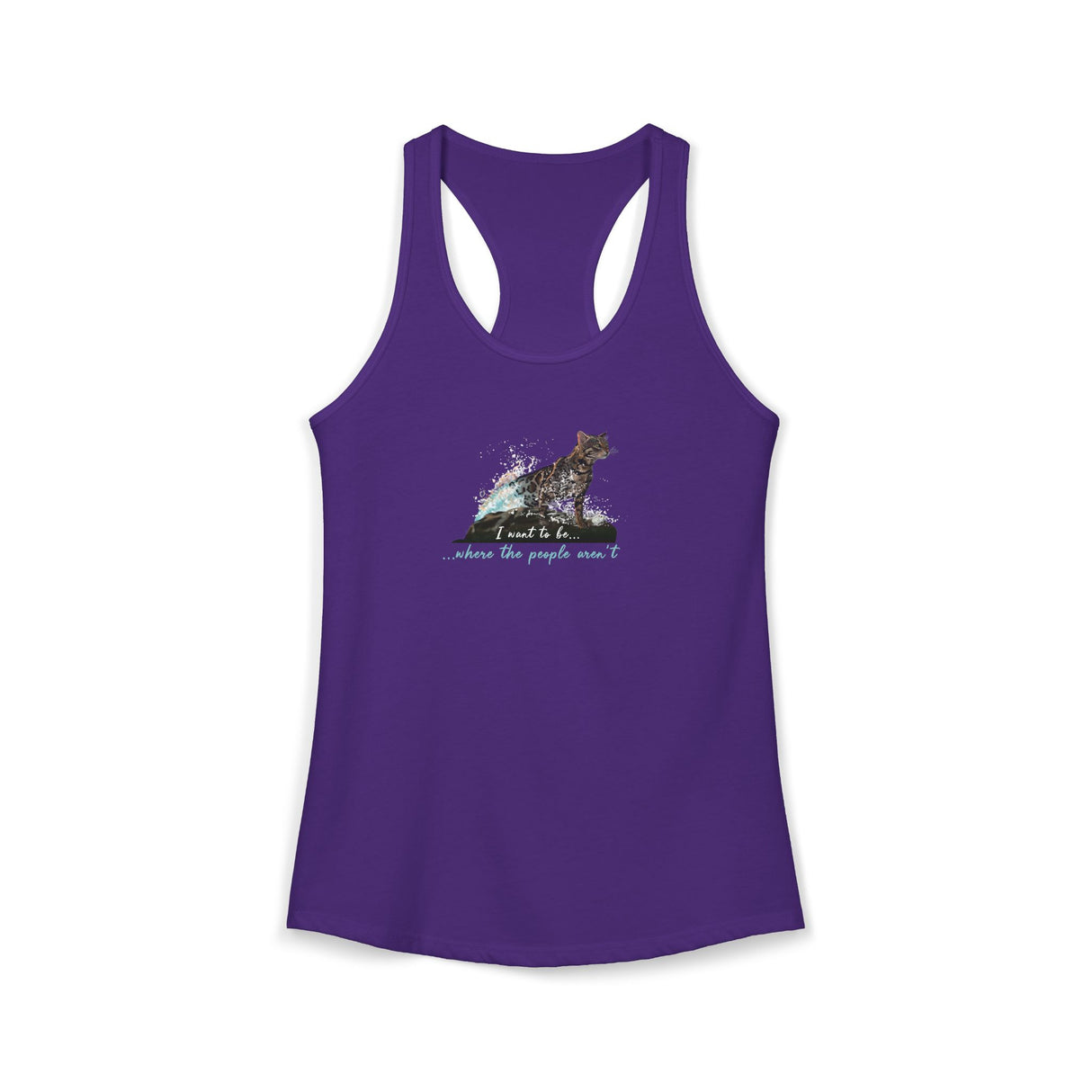 Purrmaid Flounder Racerback Tank — "I Want to Be Where the People Aren't"